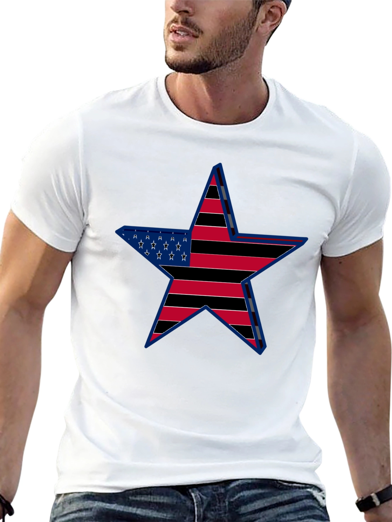 American Flag Star Graphic T-Shirt
