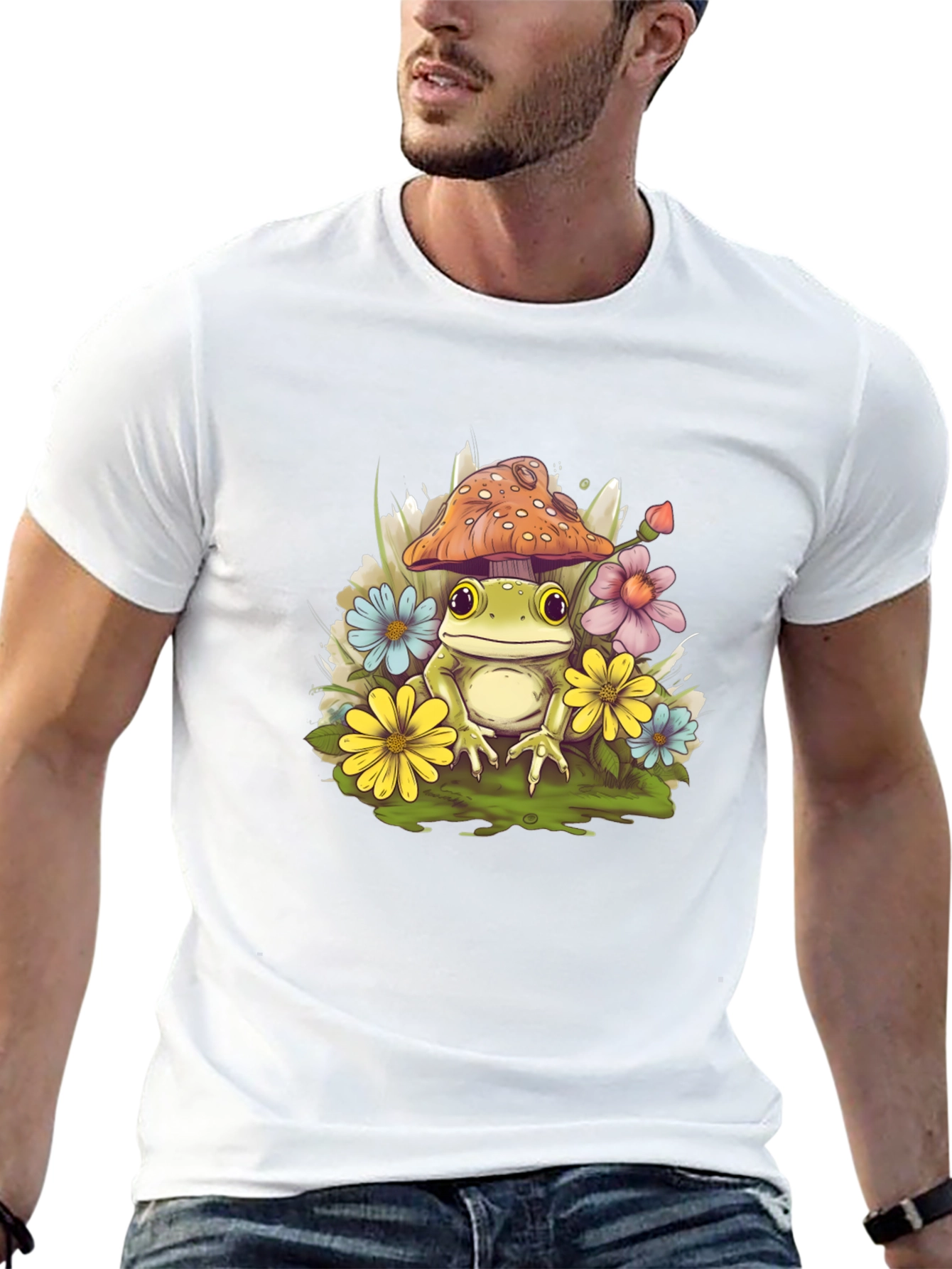 Mushroom Frog Graphic Tee - Whimsical Comfort