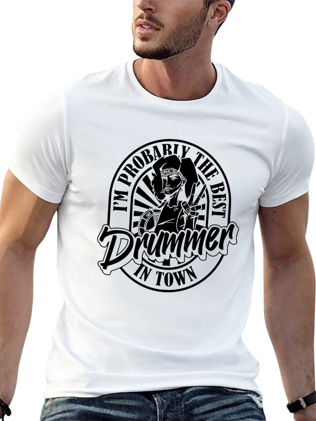 Best Drummer in Town Black T-Shirt