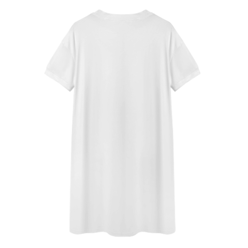 KC Chiefs Inspired Oversized T-Shirt Dress – Retro Football Fan Graphic Casual Tee for Women(z375)