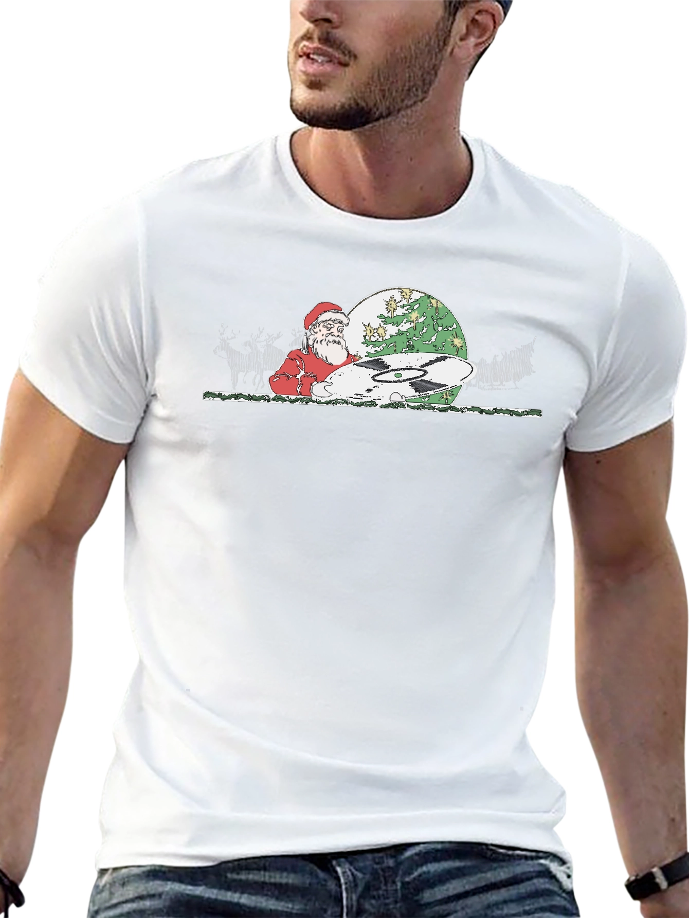 DJ Santa Graphic Tee - Christmas Holiday Party T-Shirt