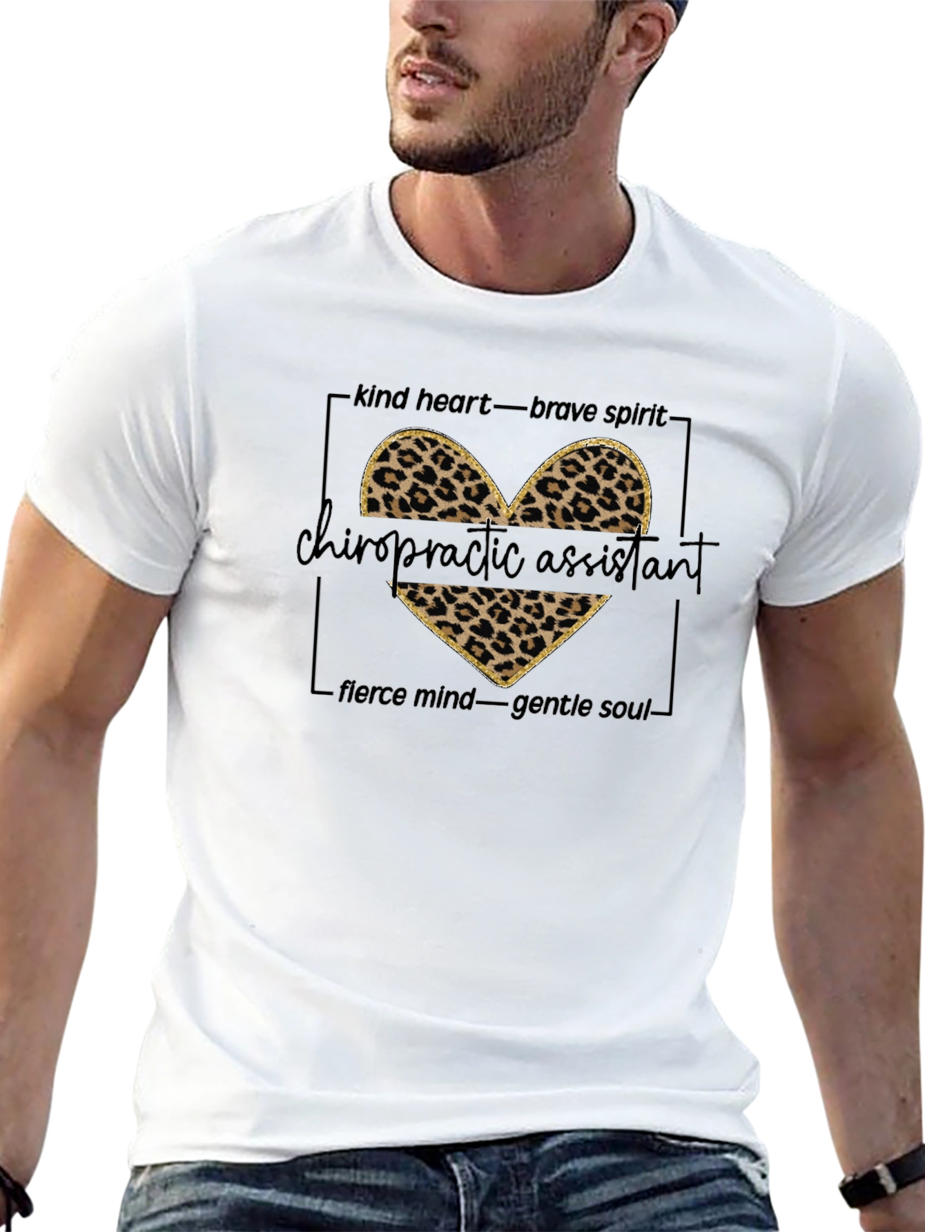 Chiropractic Assistant Leopard Heart T-Shirt