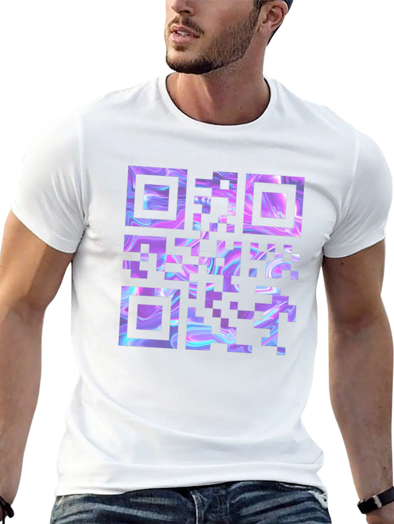 Holographic QR Code Black T-Shirt