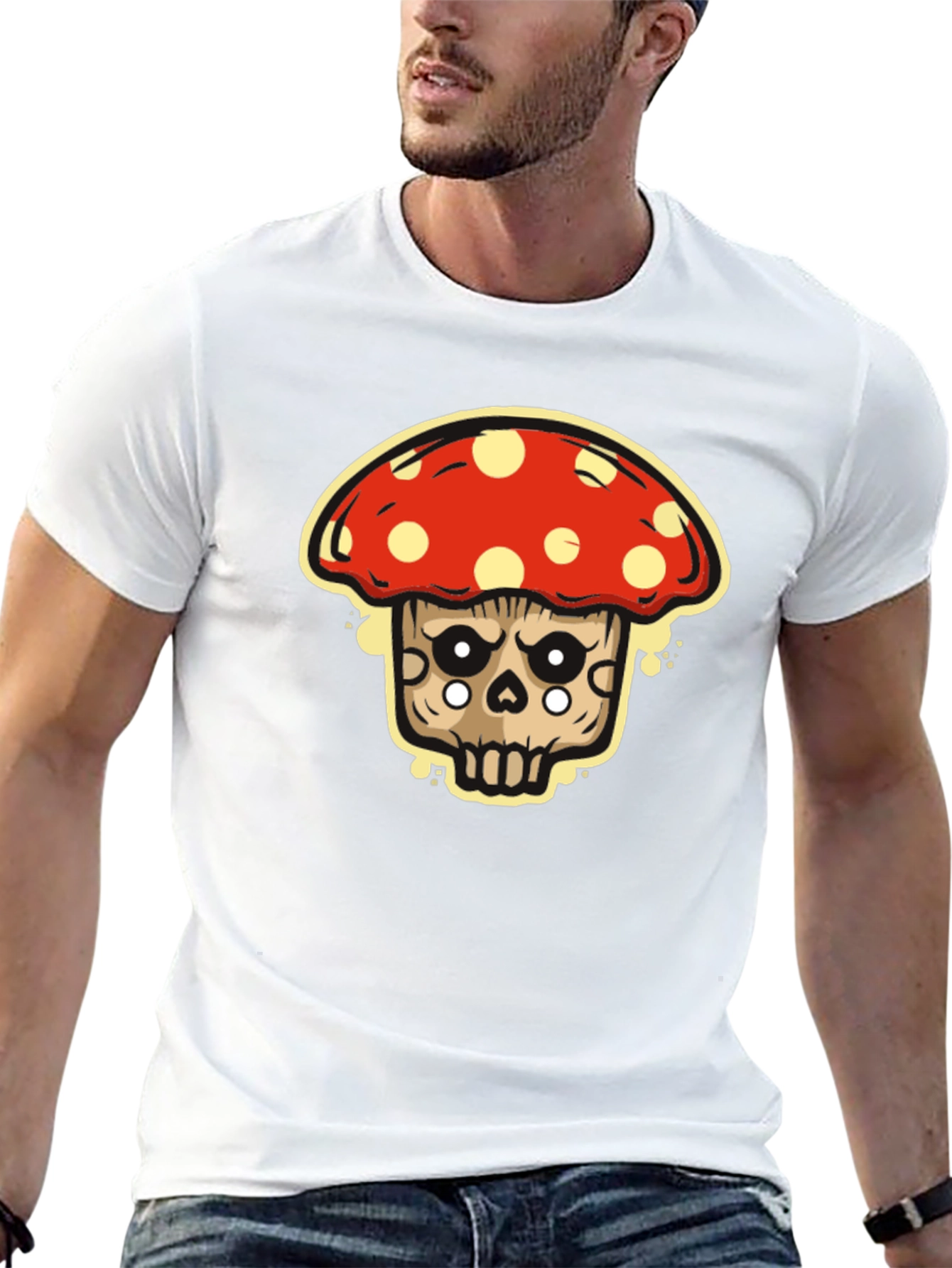Mushroom Skull Graphic T-Shirt - Black Tee