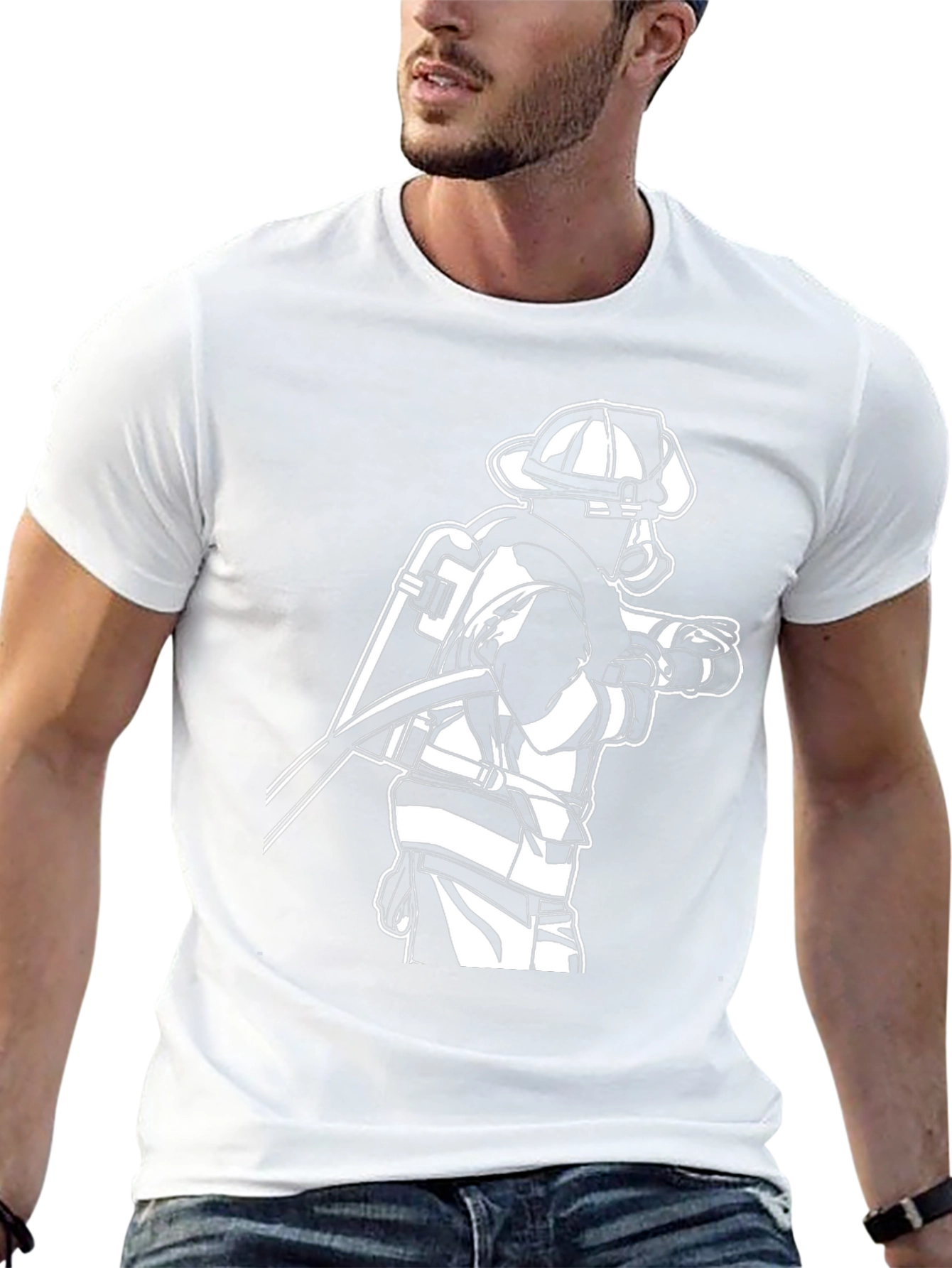 Firefighter Graphic Tee - Black Cotton Blend