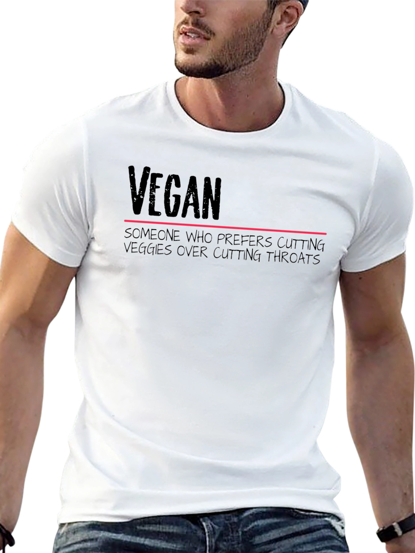 Vegan Statement T-Shirt - Cutting Veggies Not Throats