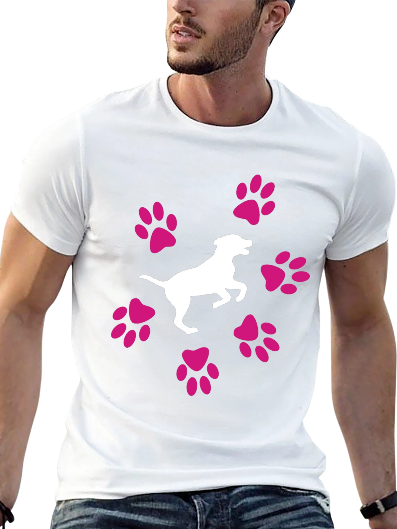Dog Lover T-Shirt: Paw Prints & Cute Dog Graphic