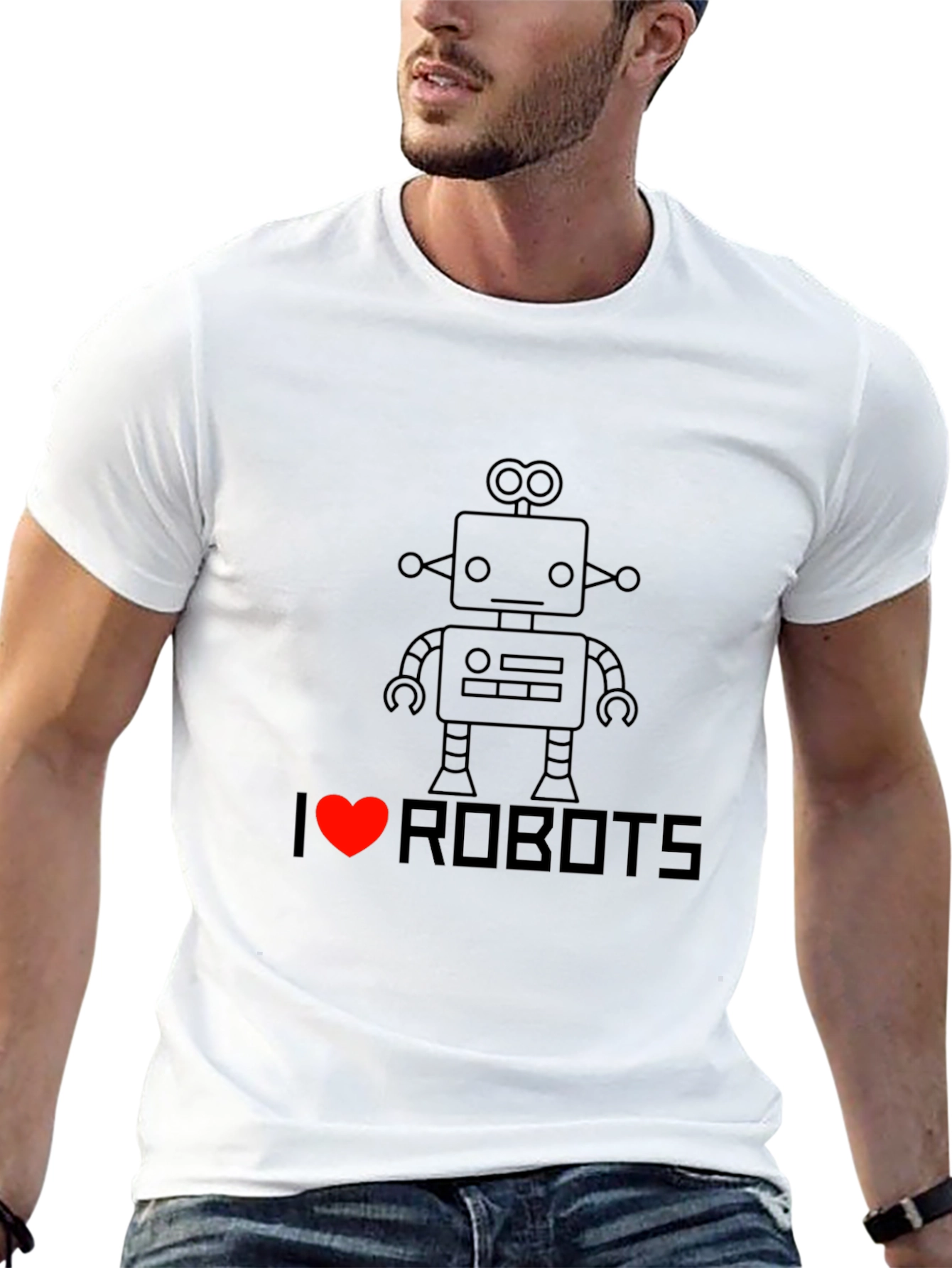 I Heart Robots T-Shirt - Black Graphic Tee
