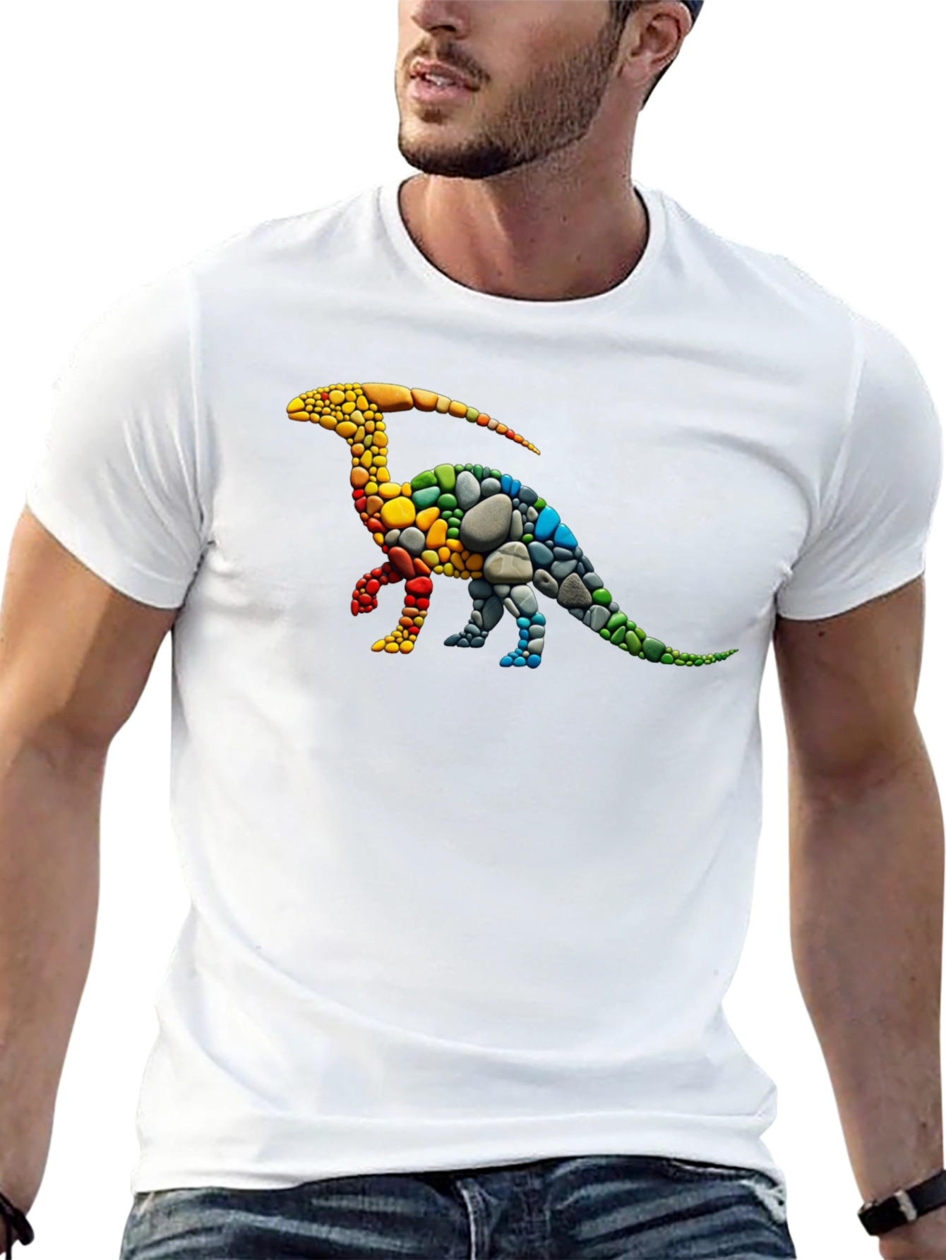 Dinosaur Stone T-Shirt - Rainbow Parasaurolophus