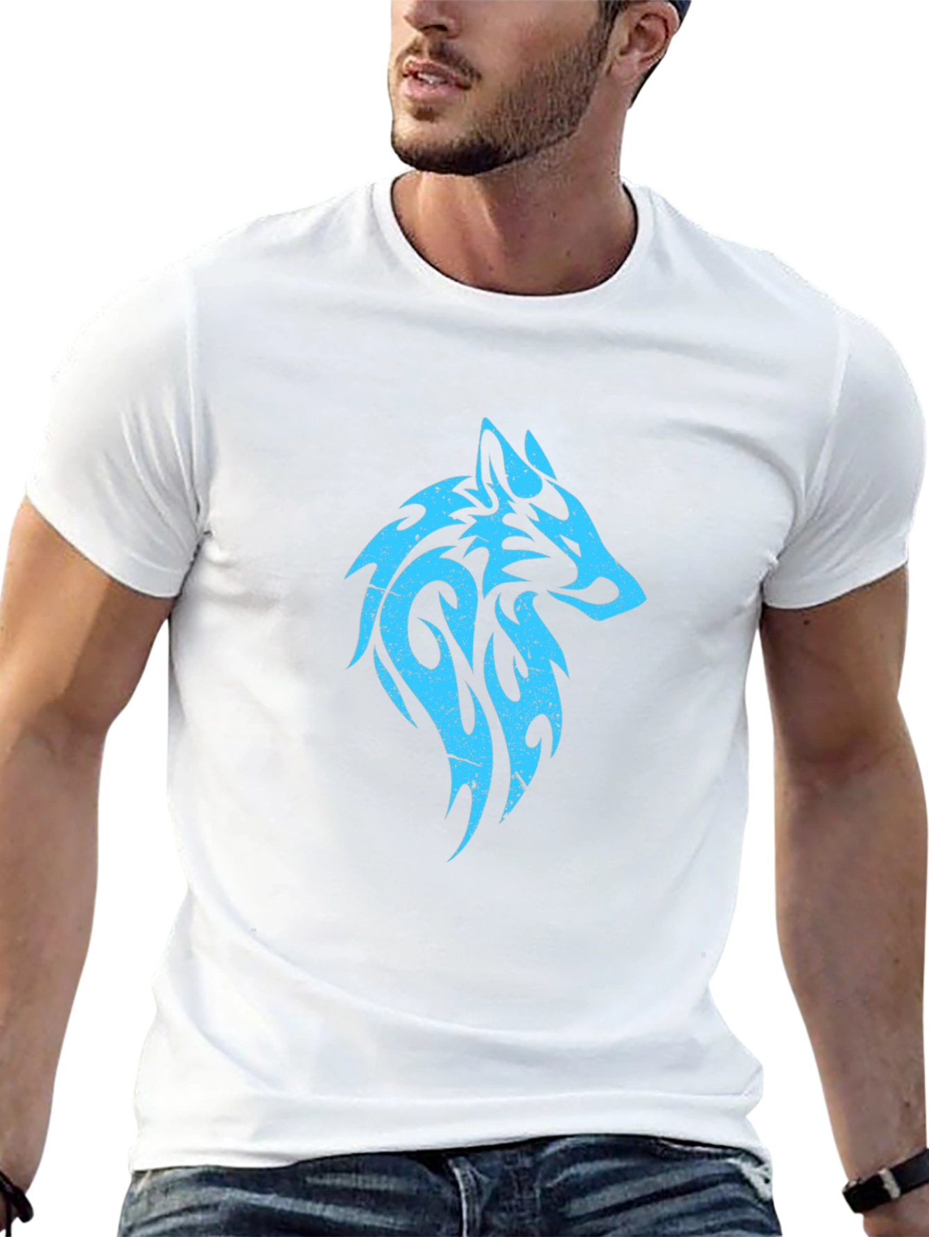 Tribal Wolf Graphic Print Tee