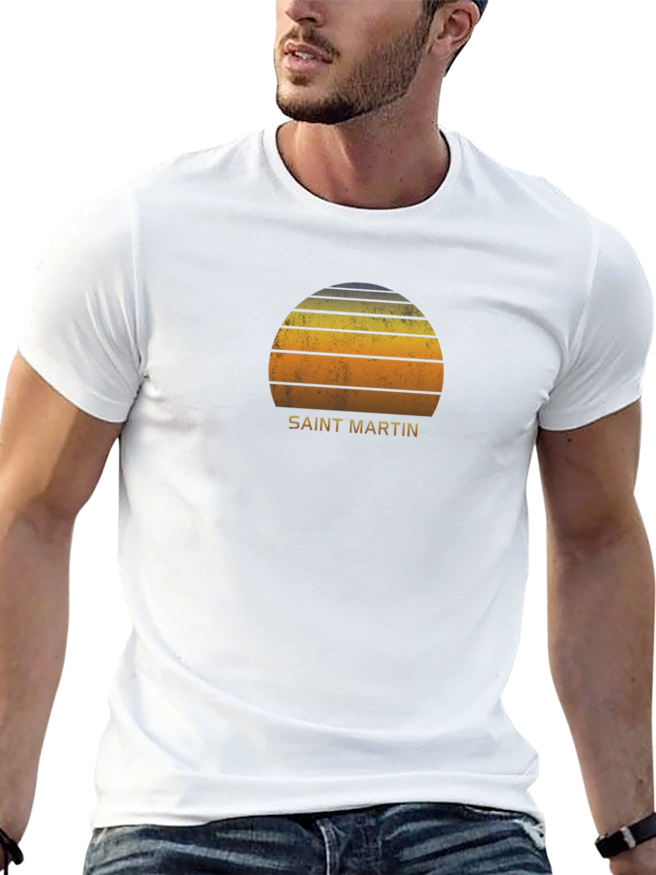 Saint Martin Sunset Graphic Tee - Retro Island Vibes