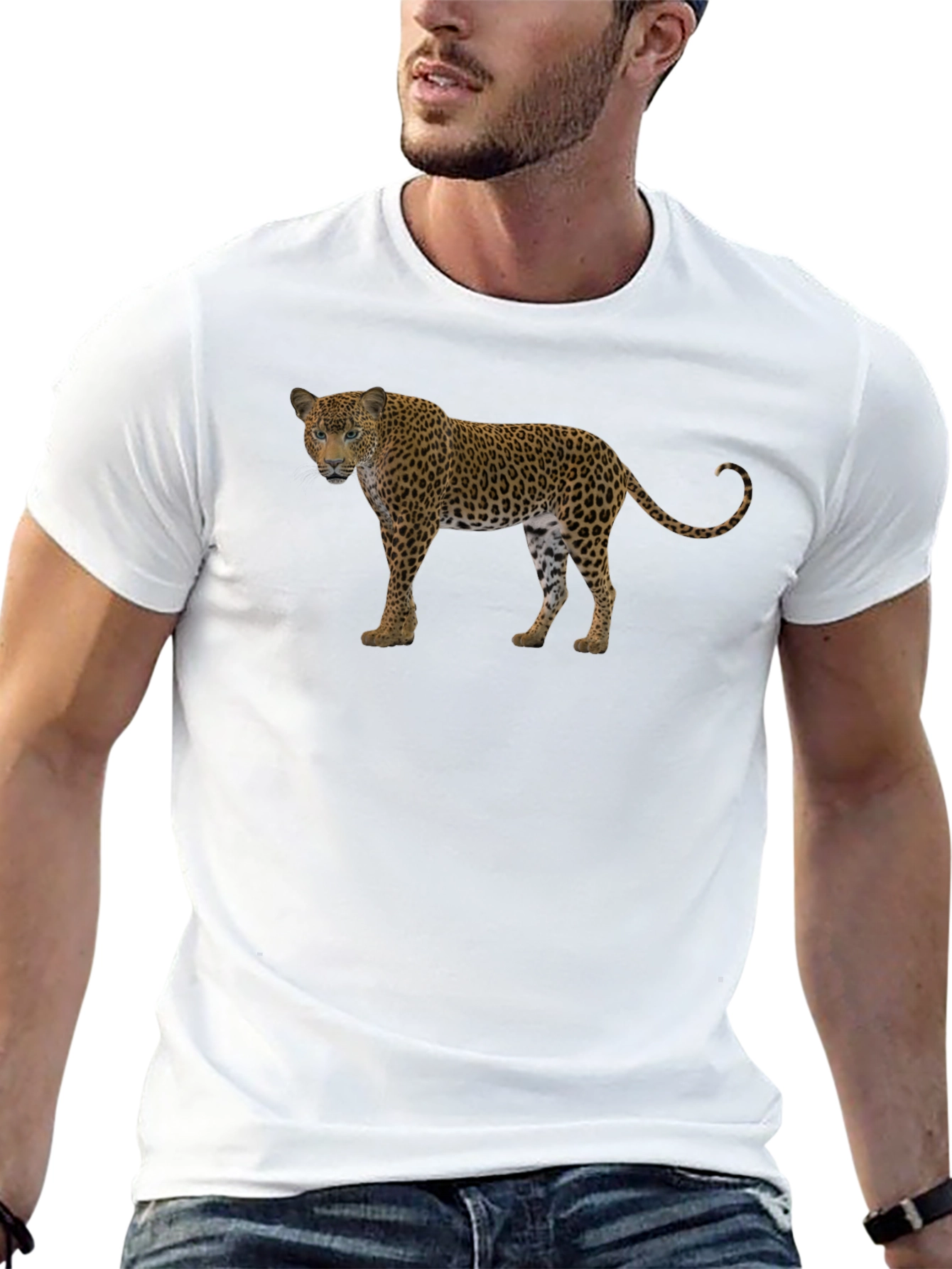 Leopard Print Black T-Shirt for Men