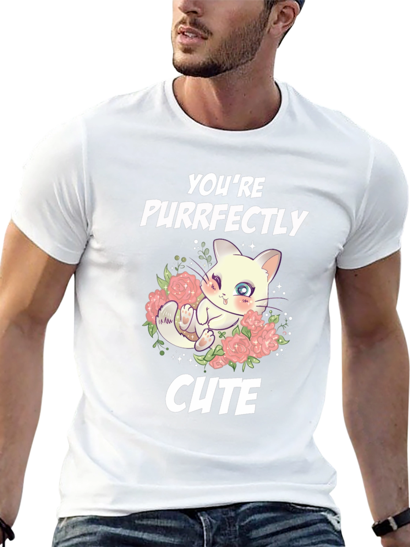 Purrfectly Cute Cat Graphic T-Shirt
