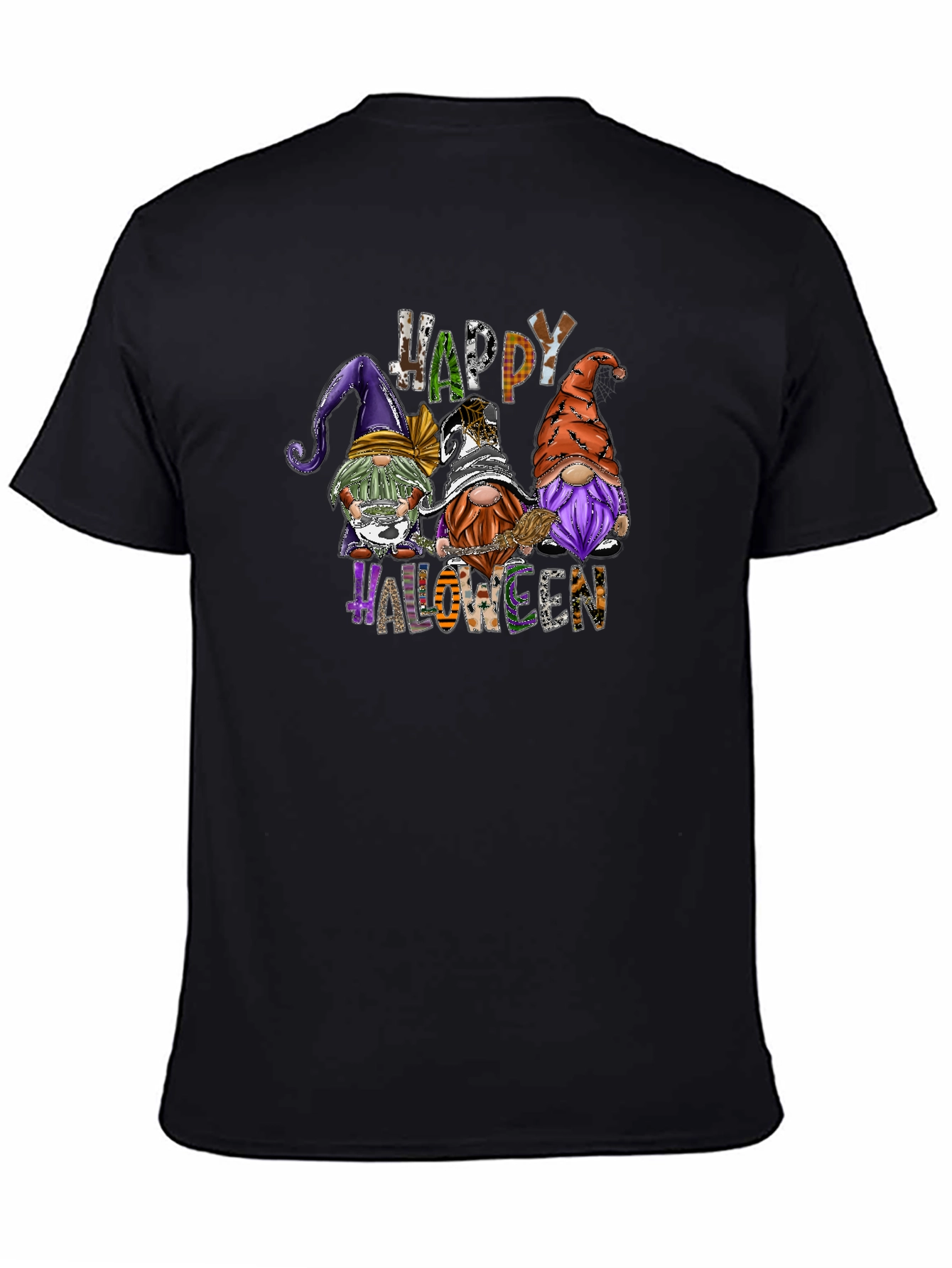 Happy Halloween Gnomes Black T-Shirt