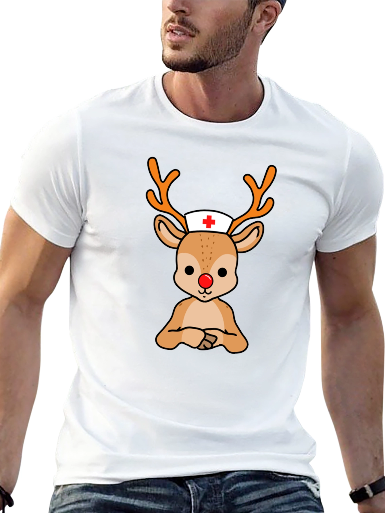 Rudolph Nurse T-Shirt - Holiday Themed Medical Apparel