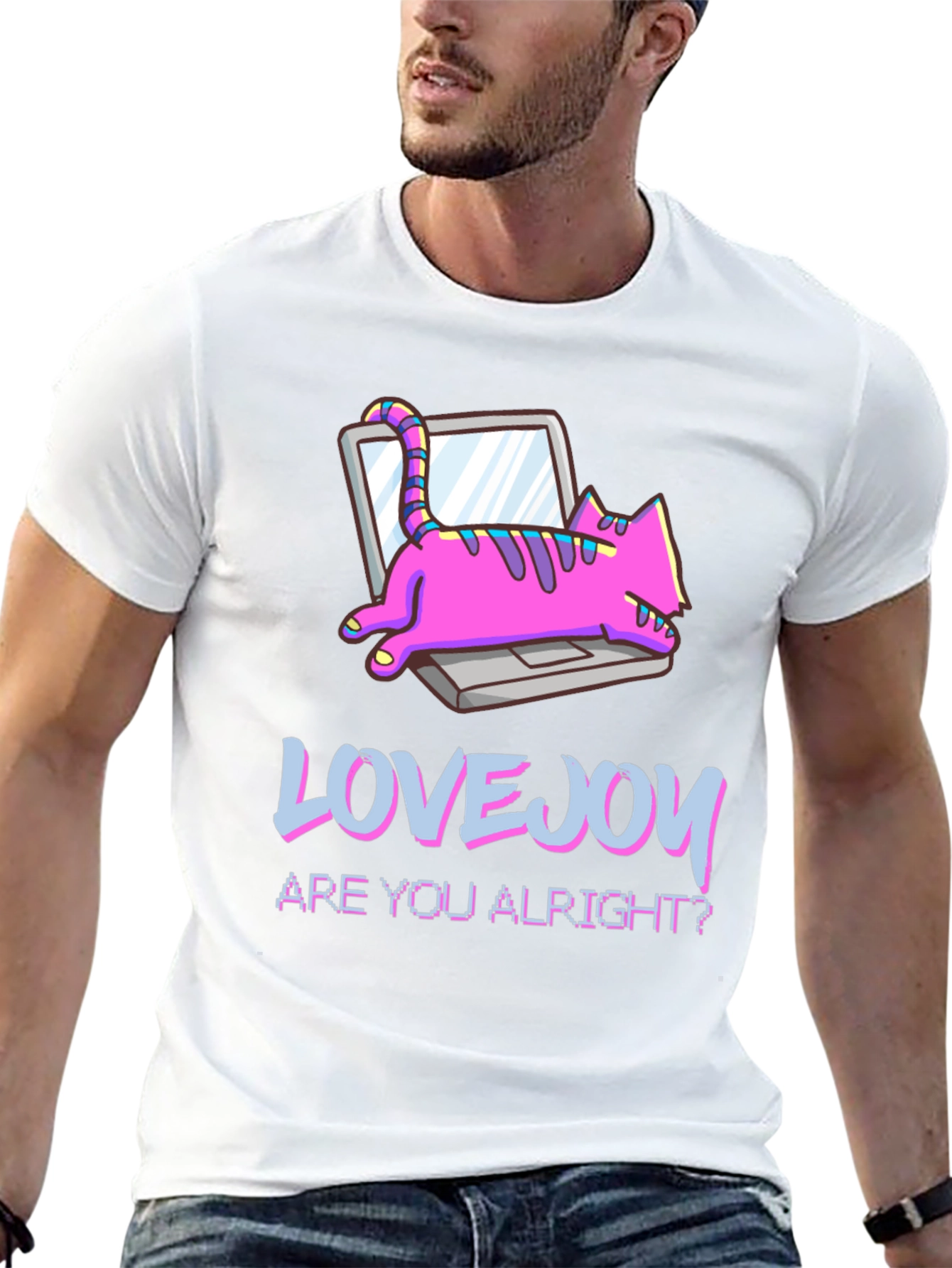 Lovejoy Cat Laptop Graphic Tee - Black