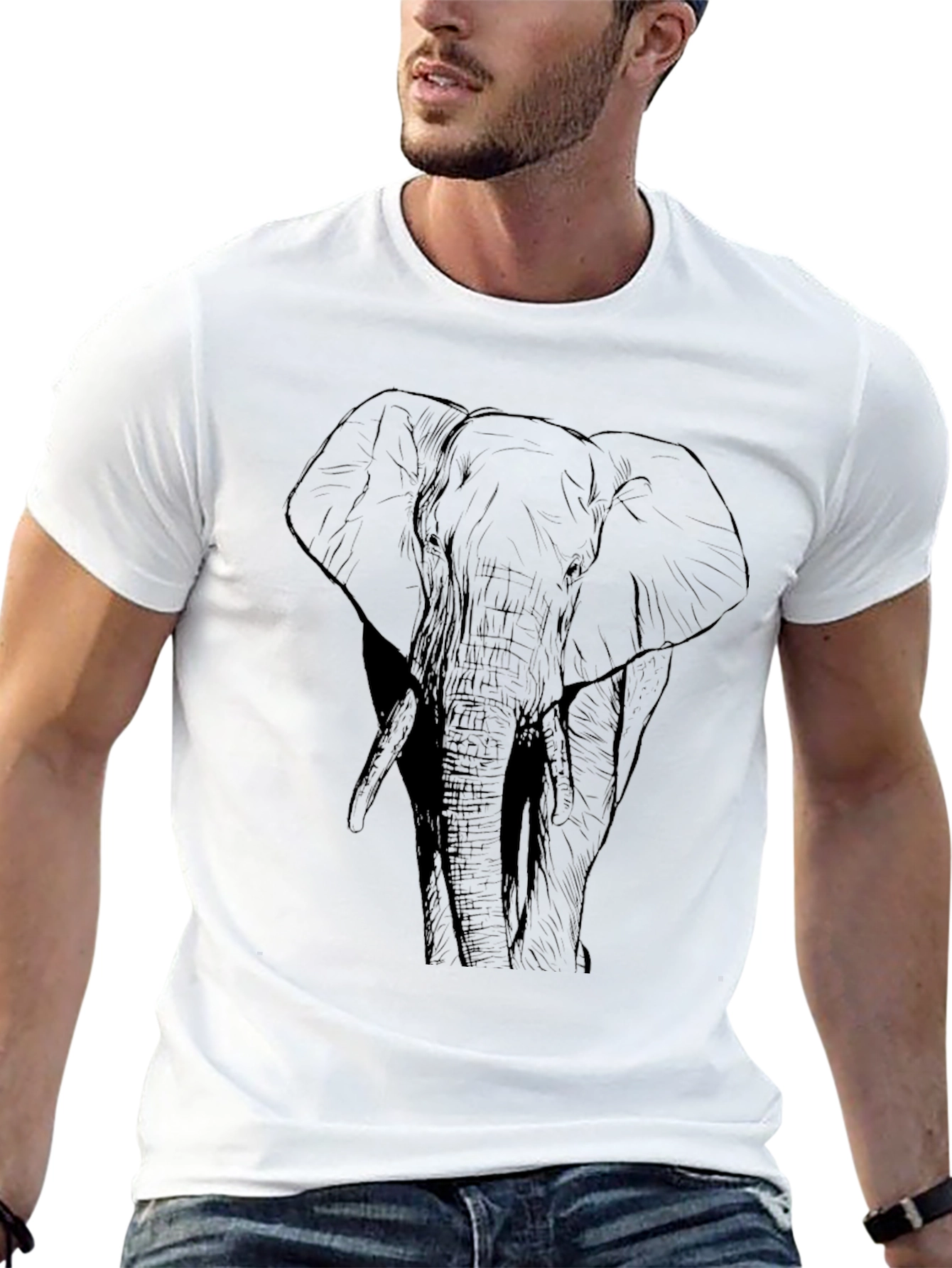 Elephant Graphic Print Black T-Shirt