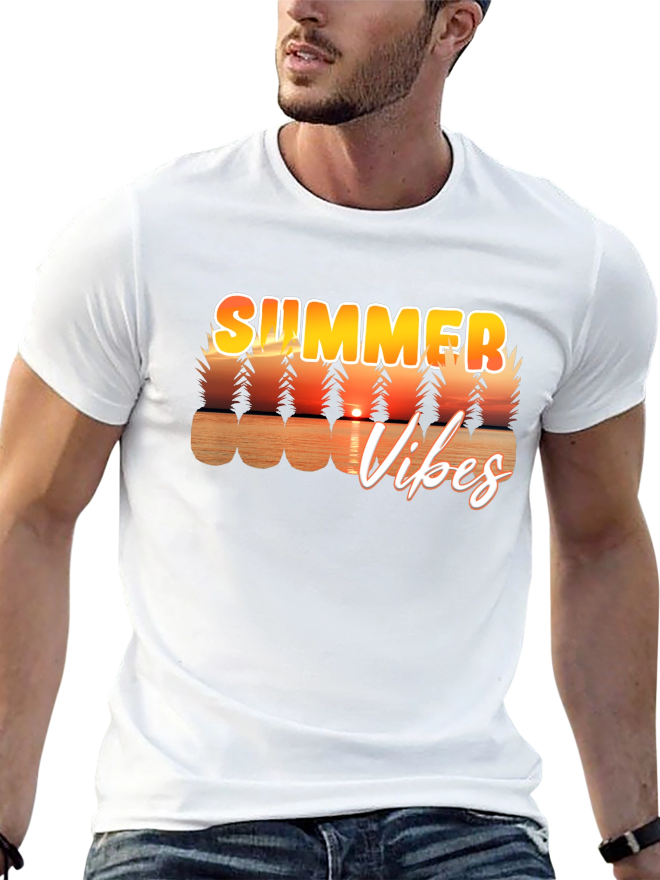 Summer Vibes Graphic Tee - Black Casual T-Shirt