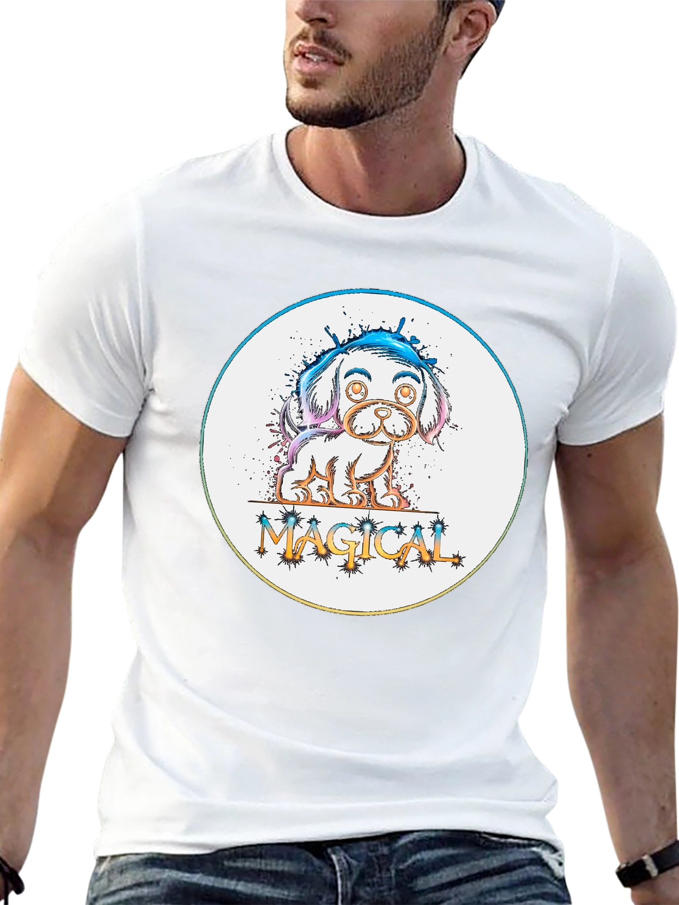 Magical Puppy Graphic Tee - Cute Dog Lover T-Shirt