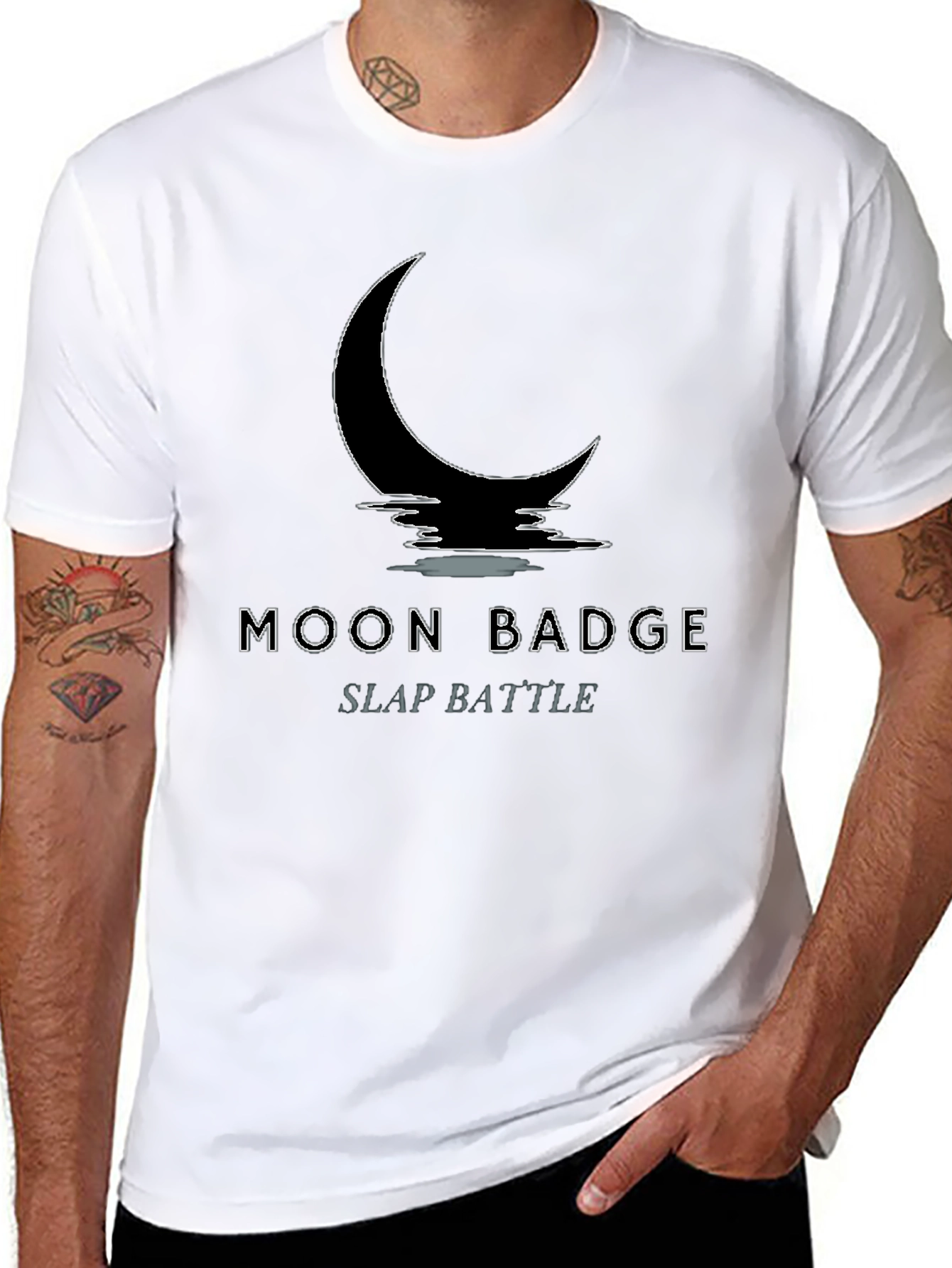Moon Badge Slap Battle Graphic T-Shirt