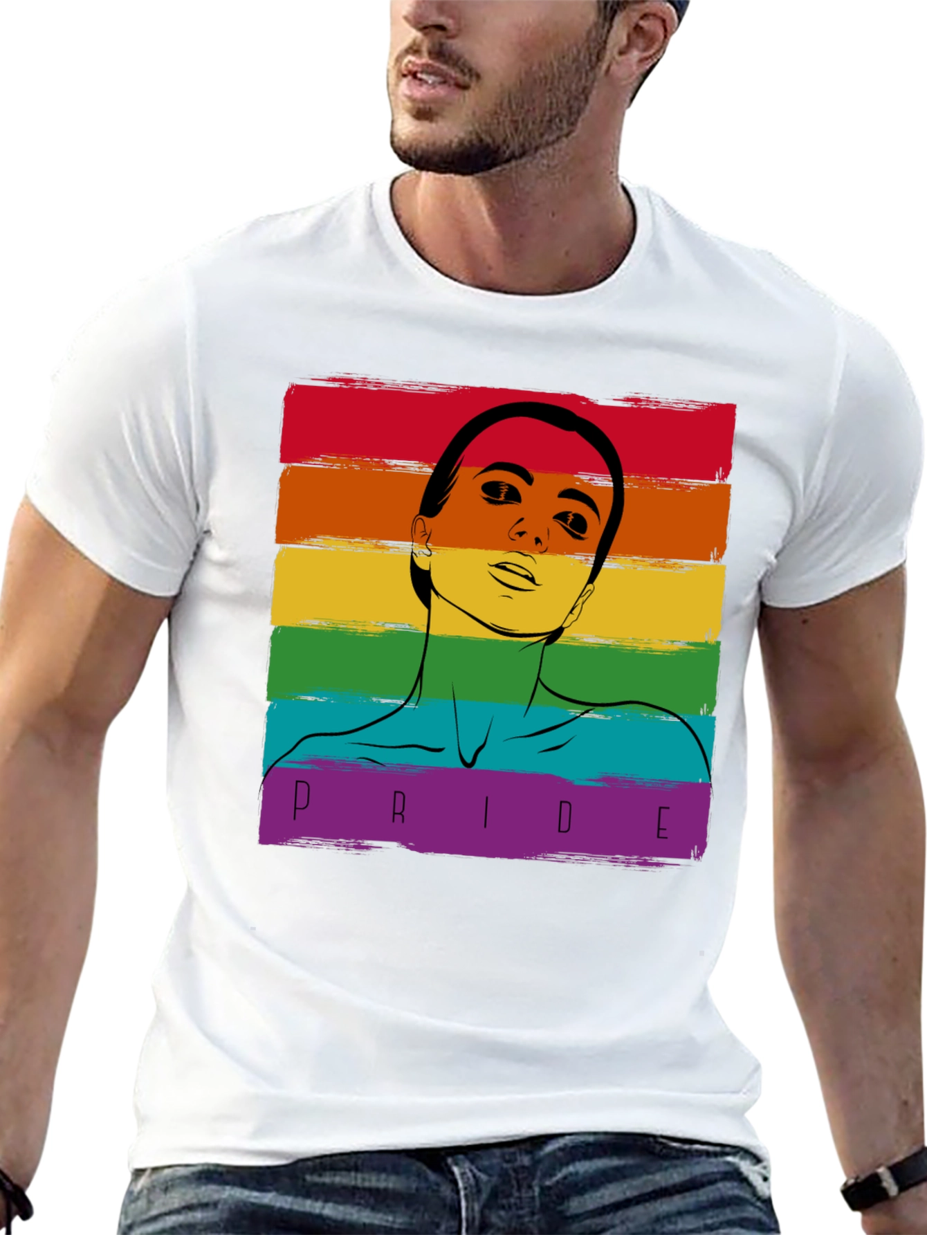 Pride Rainbow Graphic Tee - Black Cotton Blend