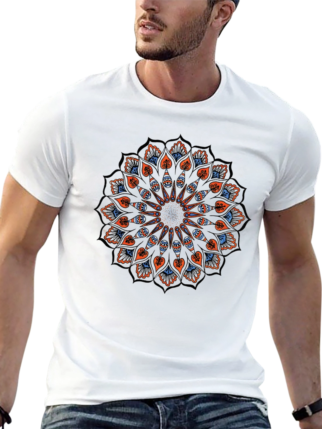 Mandala Graphic Tee - Black Cotton Blend
