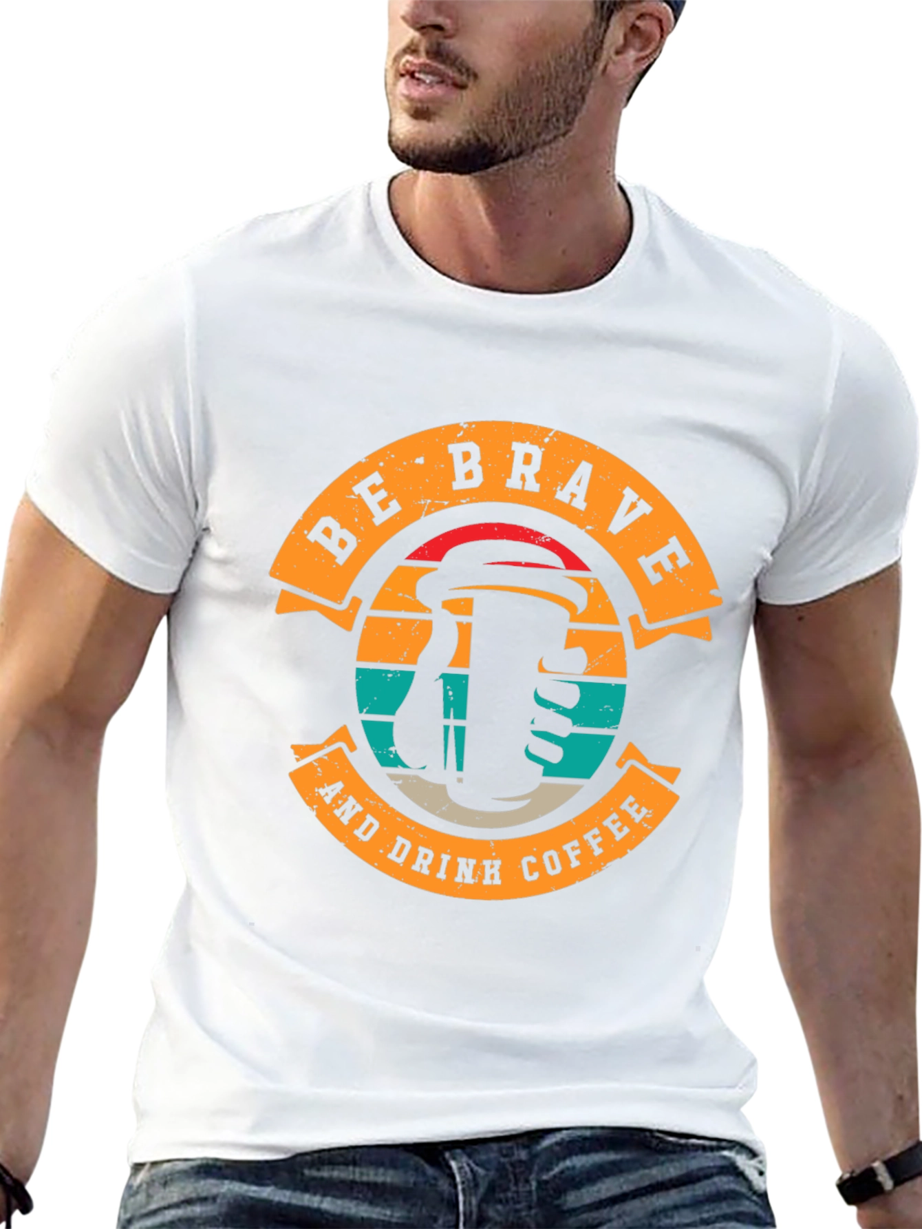 Be Brave and Drink Coffee Black T-Shirt