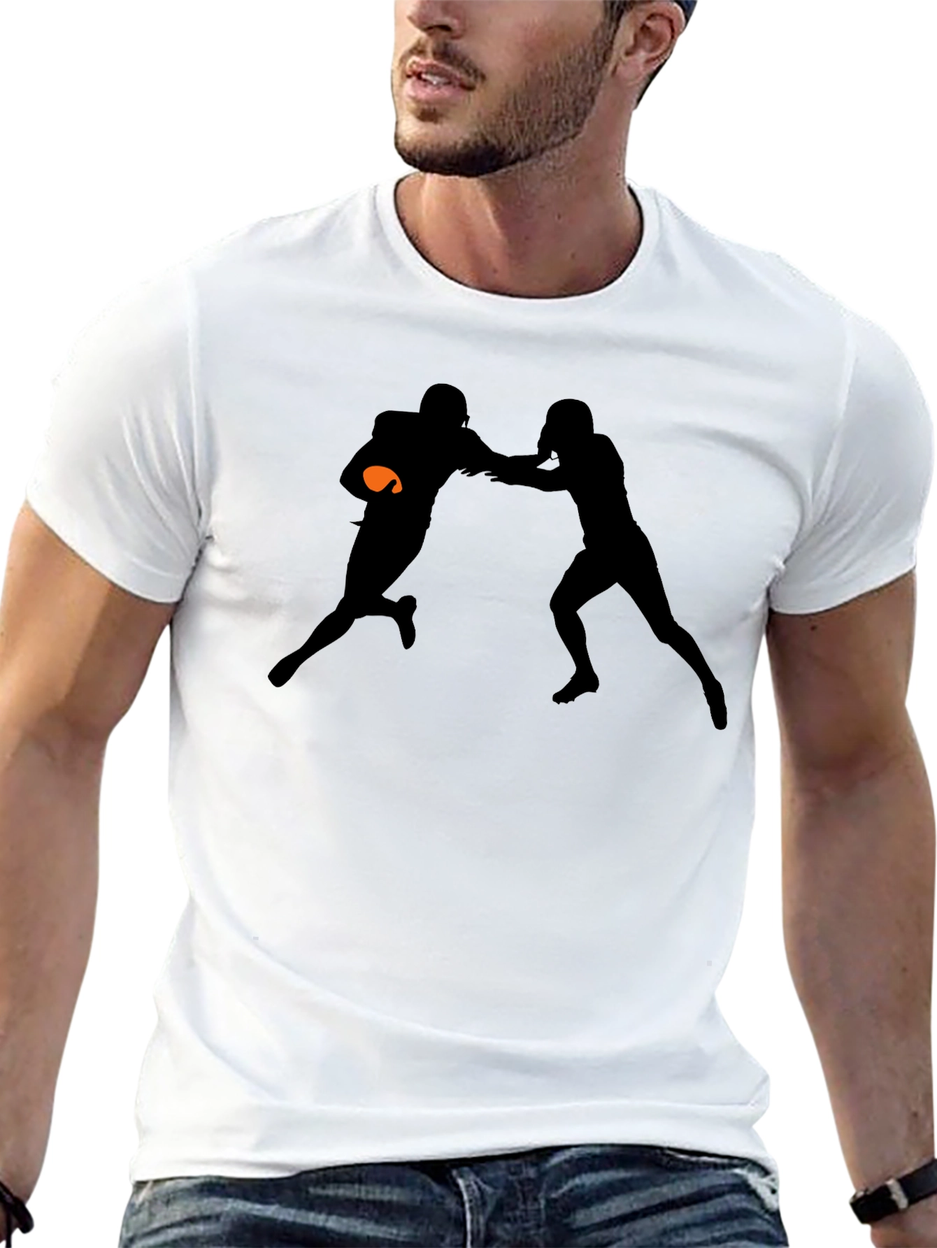 Football Silhouette Graphic T-Shirt