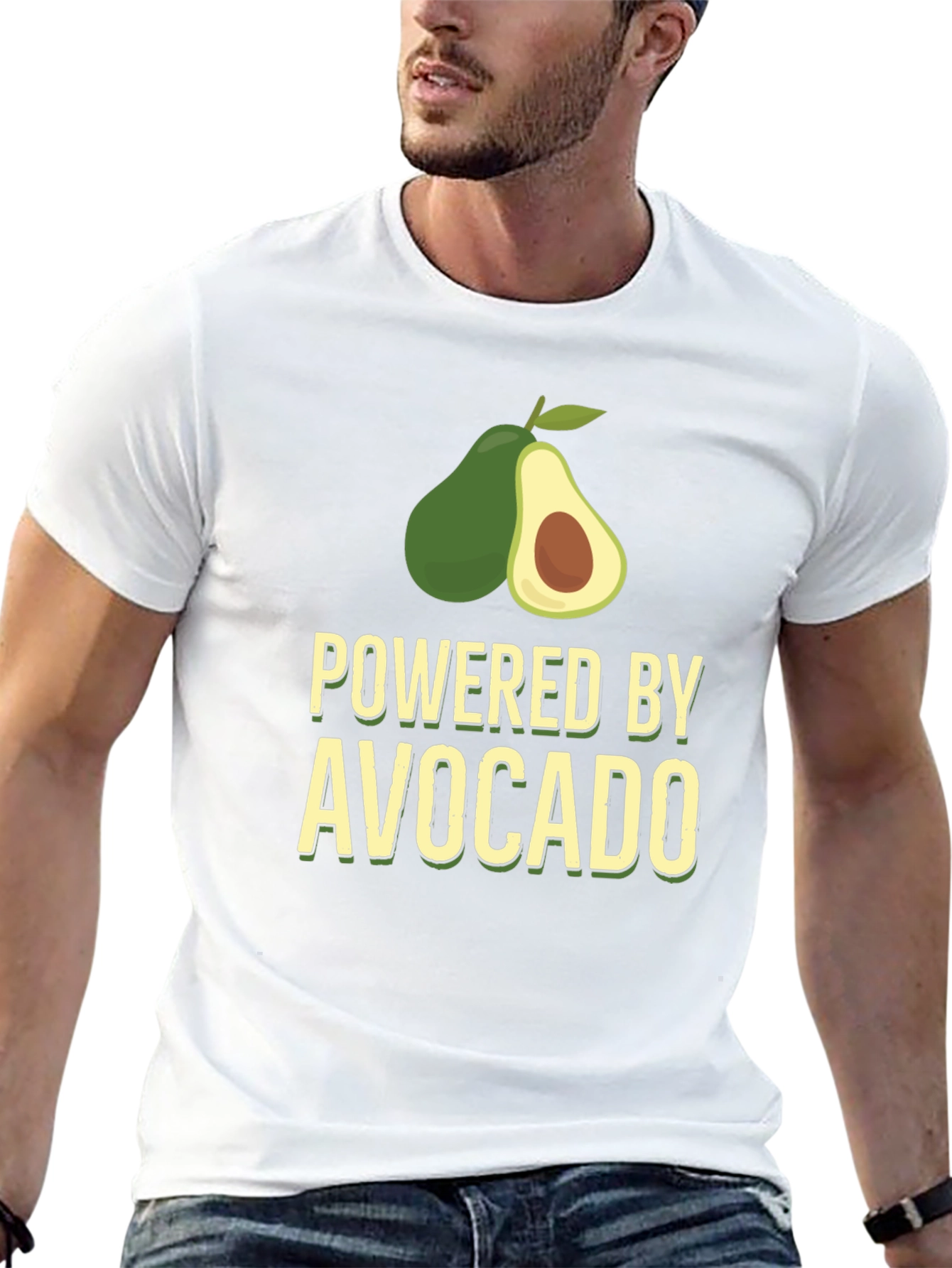 Powered By Avocado T-Shirt - Black Funny Tee