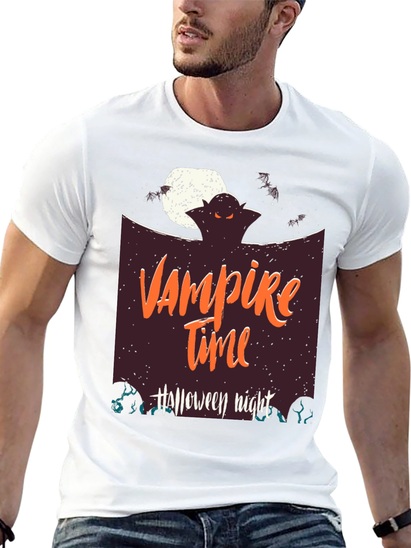 Vampire Time Halloween Night Black T-Shirt