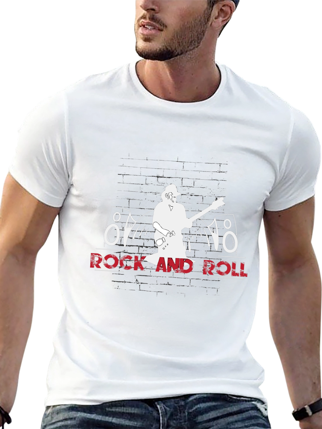 Rock and Roll Graphic Tee - Black Cotton T-Shirt