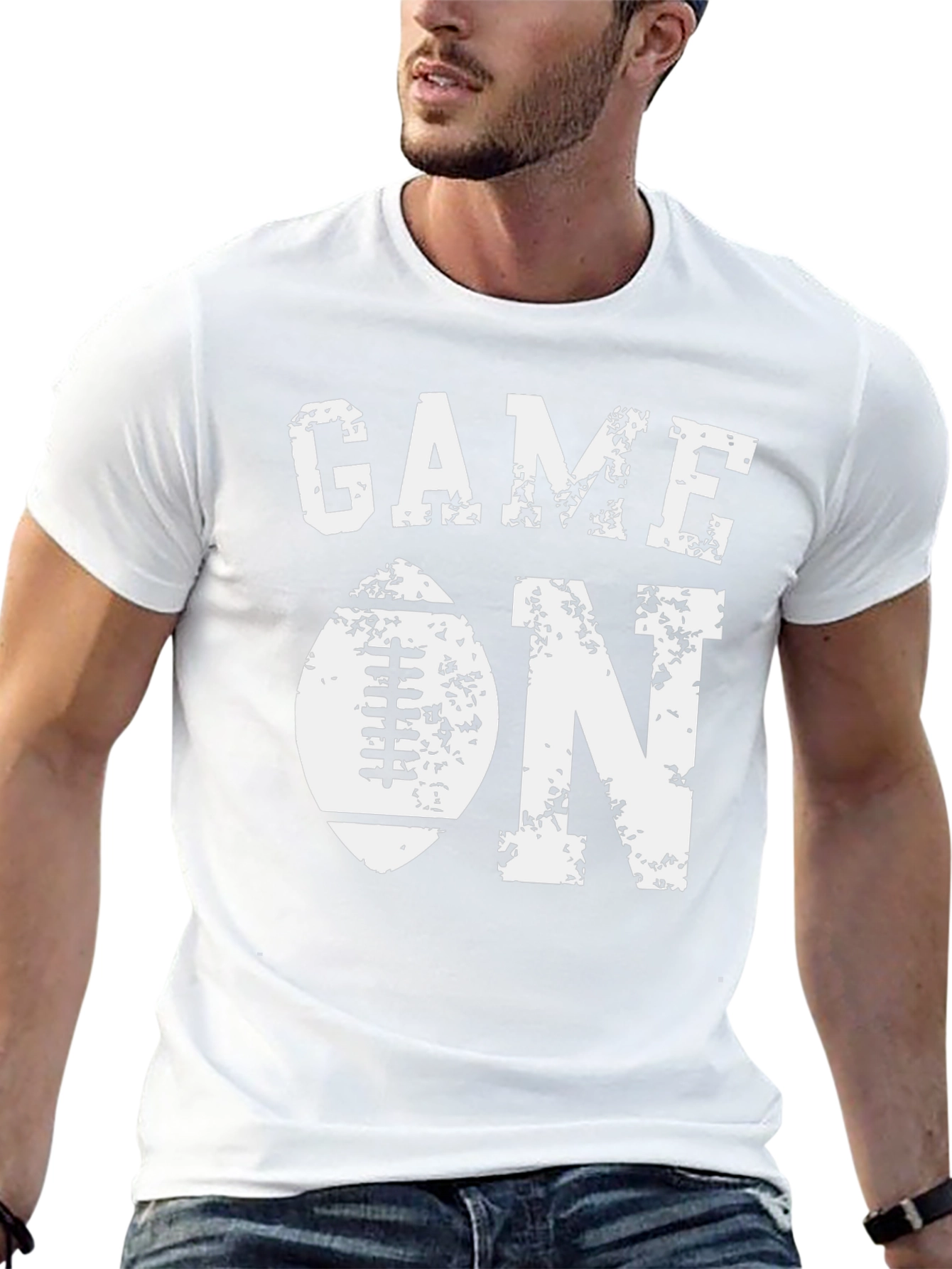 Game On Football Graphic Tee - Black Cotton T-Shirt