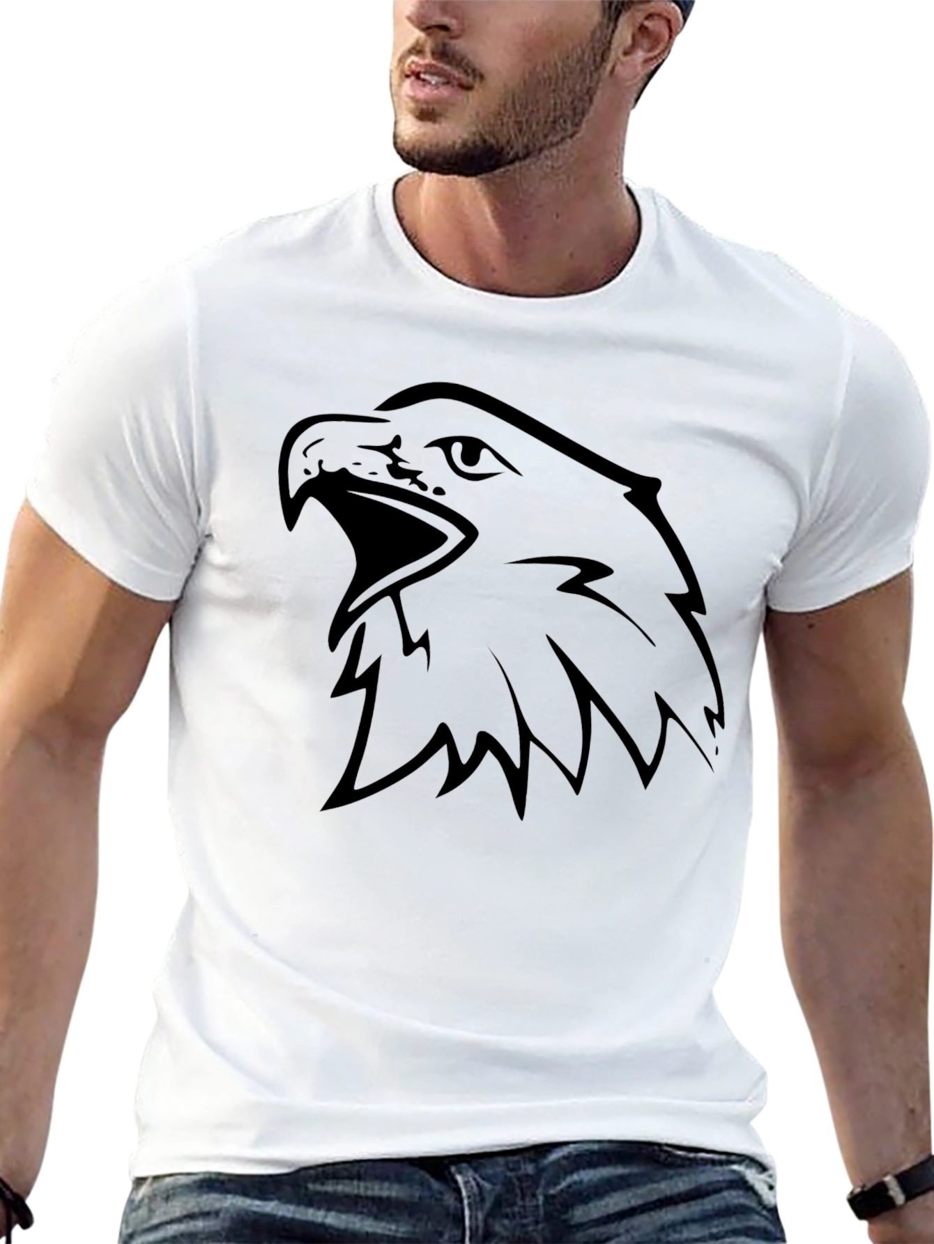 Mens Black Eagle Graphic Tee - Bold & Stylish