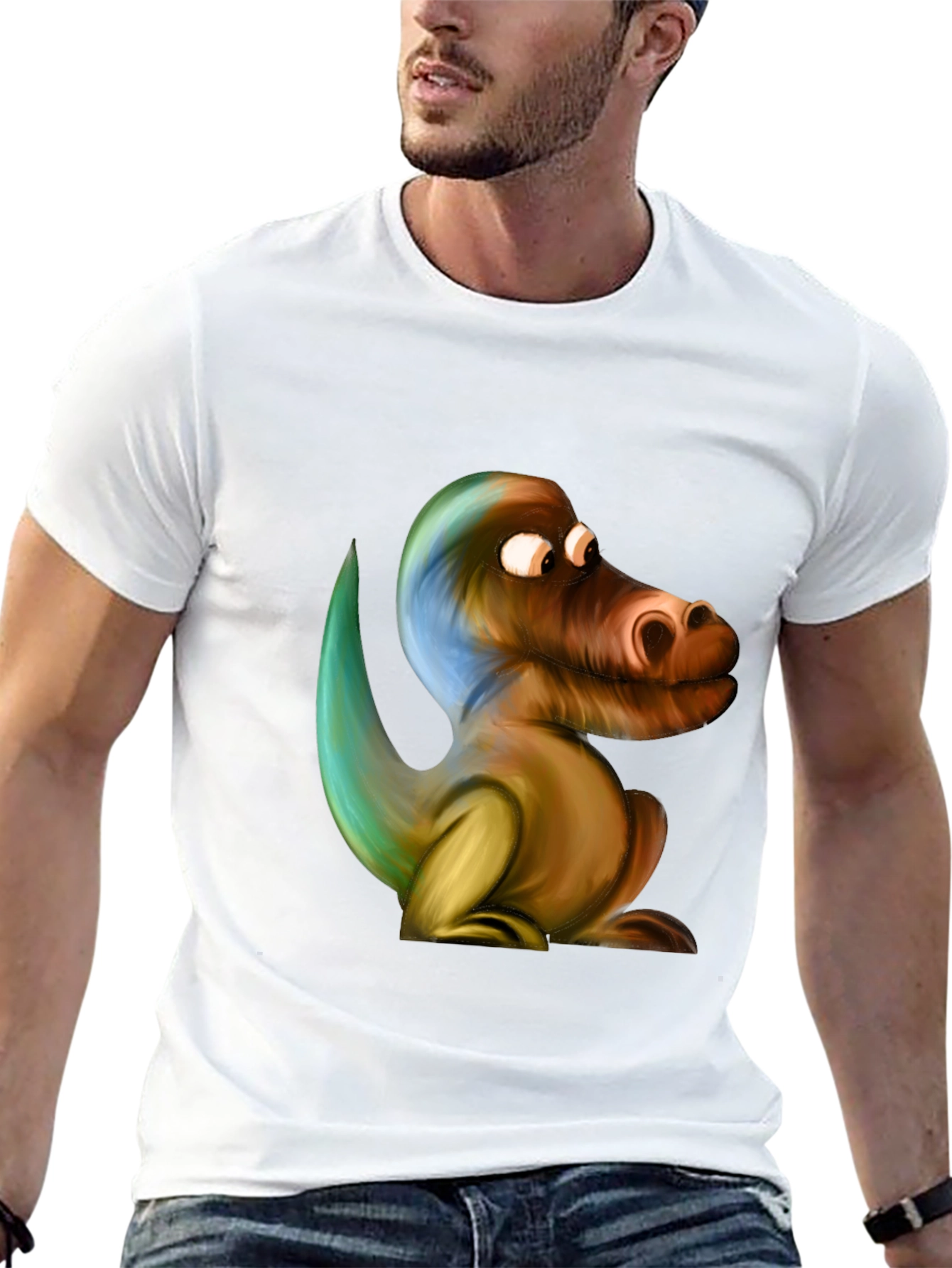 Cartoon Dinosaur Graphic Black T-Shirt
