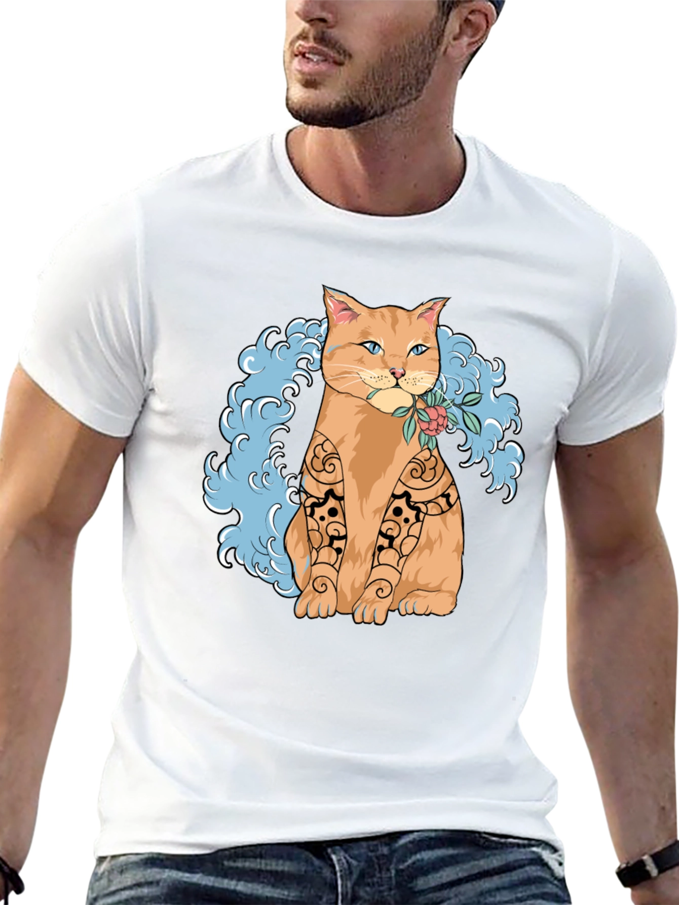 Cat Tattoo Art Graphic T-Shirt