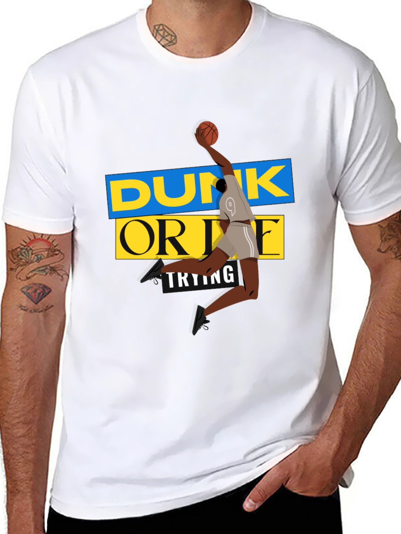 Dunk Or Die Trying Mens Black Graphic Tee