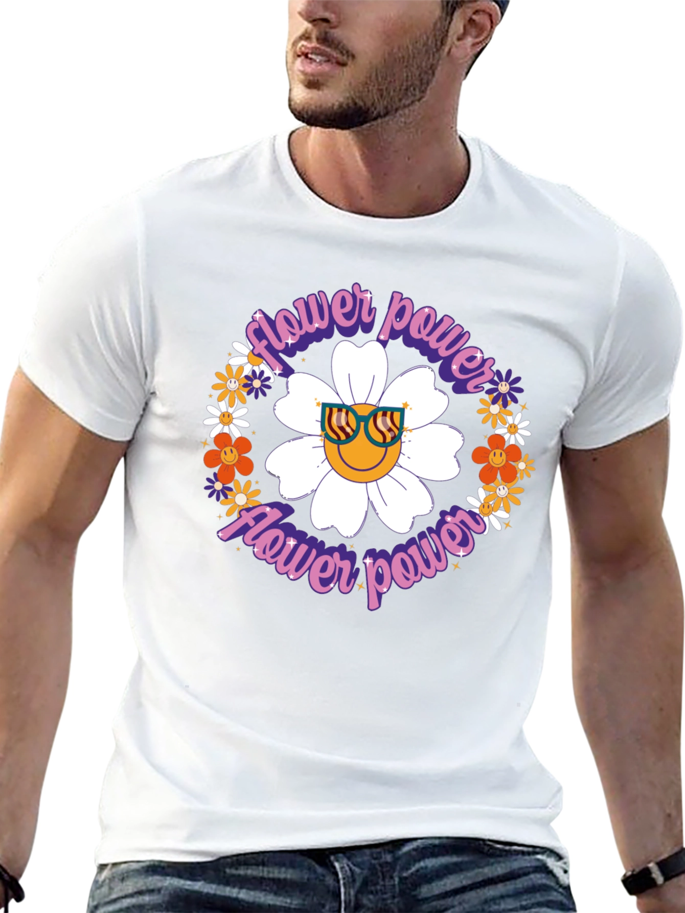 Flower Power Graphic T-Shirt - Retro Style