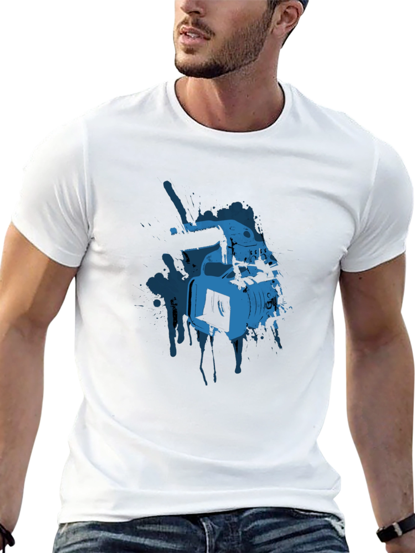Cool Camera Graphic Tee - Black Cotton T-Shirt