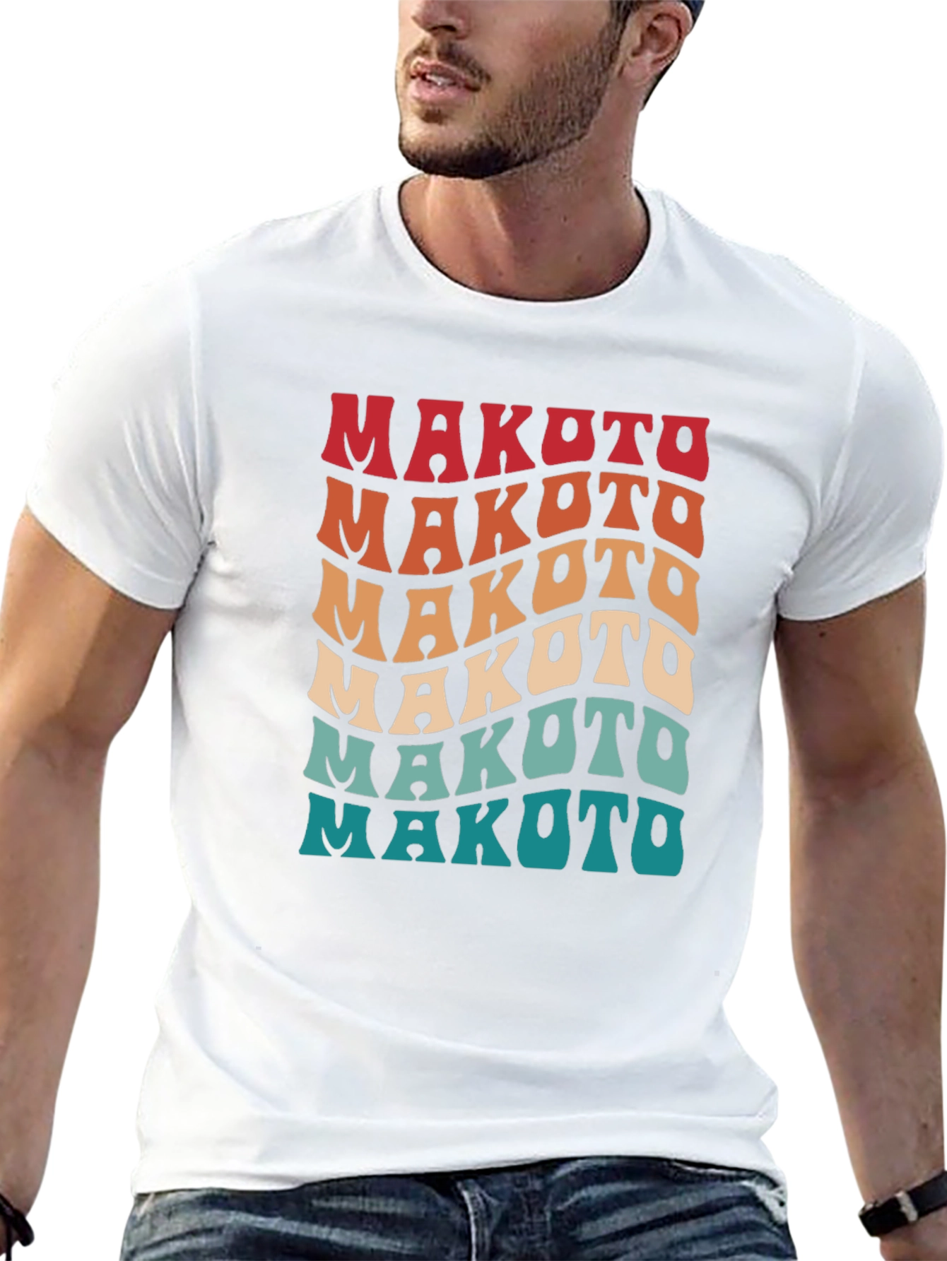 Makoto Retro T-Shirt - Stylish Wavy Text Design