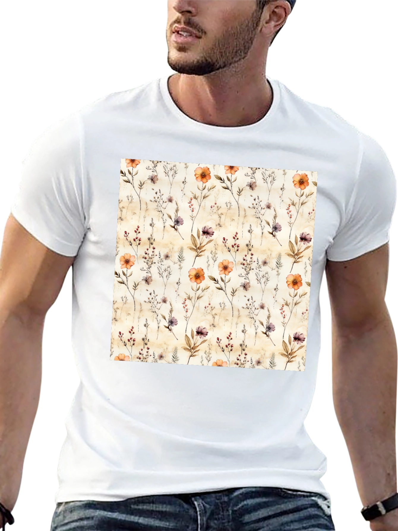 Floral Print Crew Neck T-Shirt