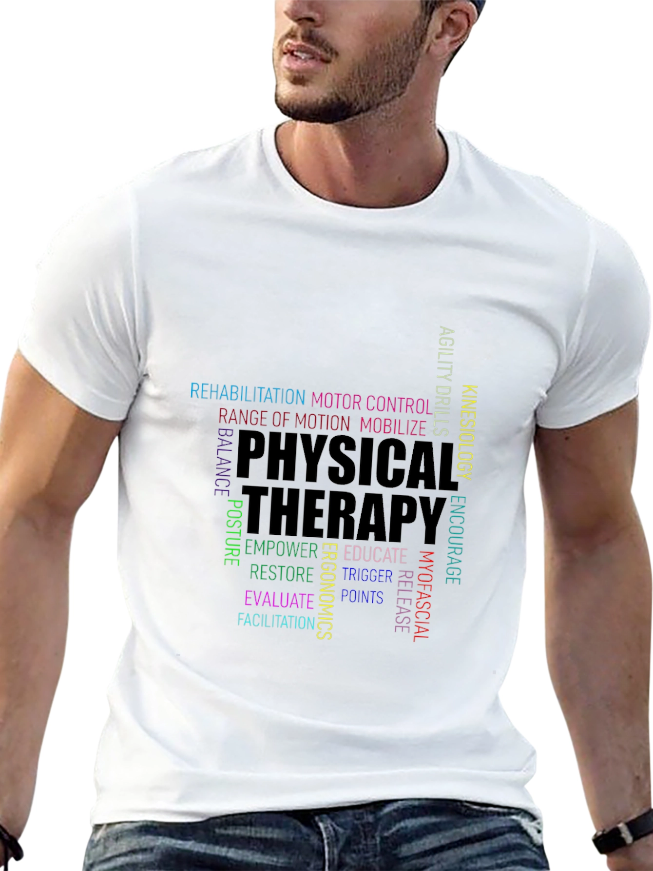 Physical Therapy Word Art Black T-Shirt