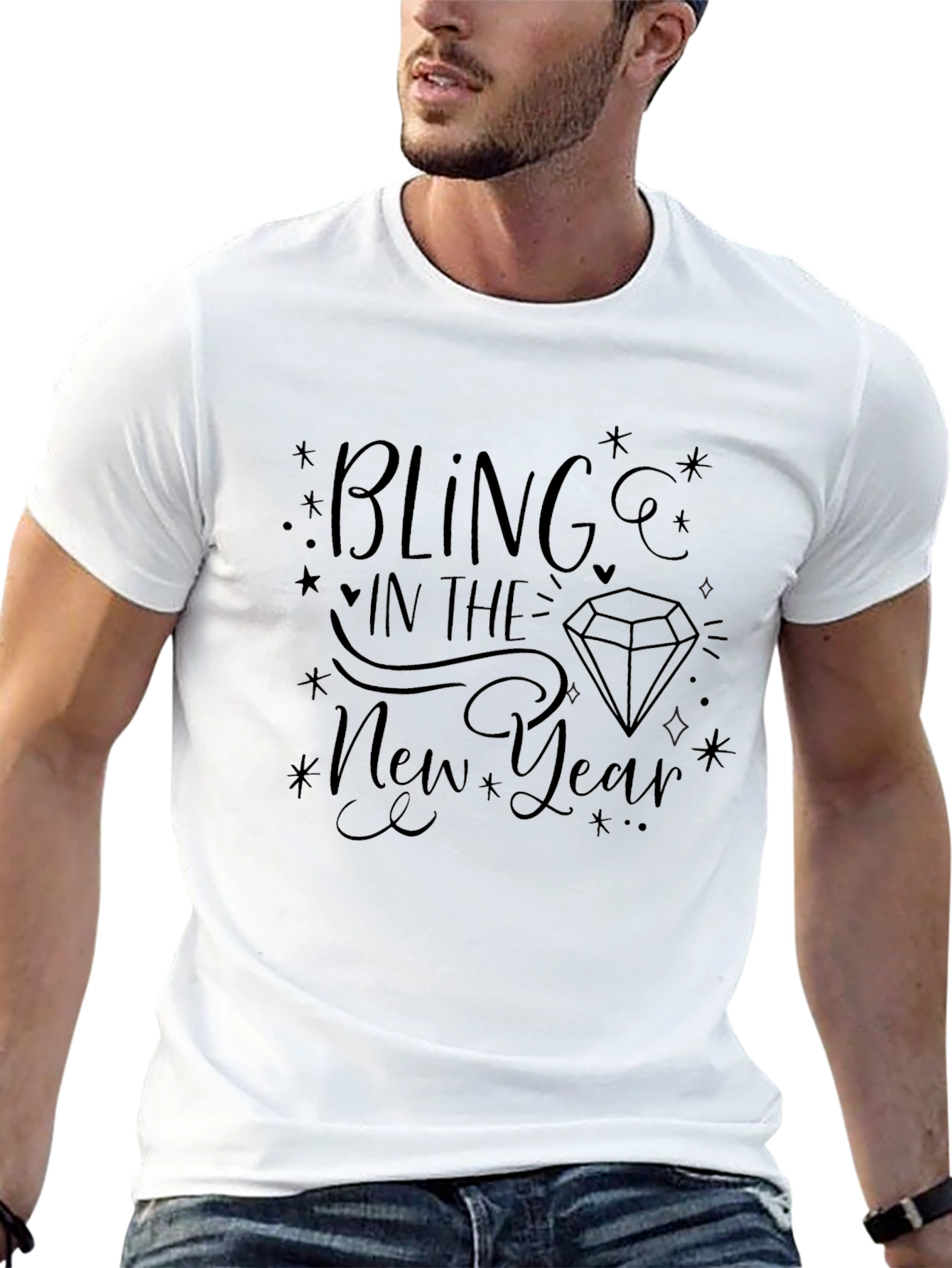 Bling in the New Year Black Graphic Tee