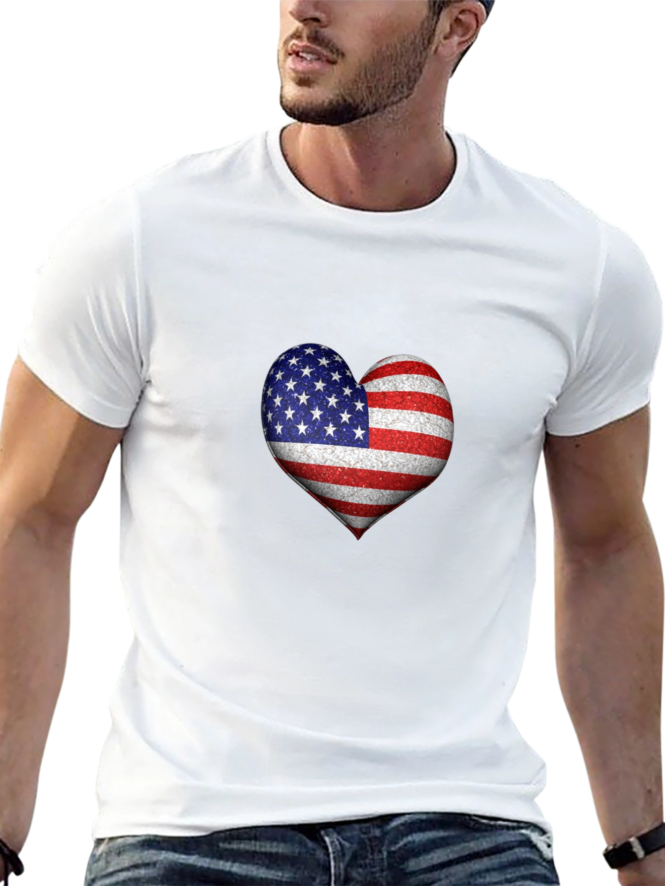 American Flag Heart Graphic T-Shirt