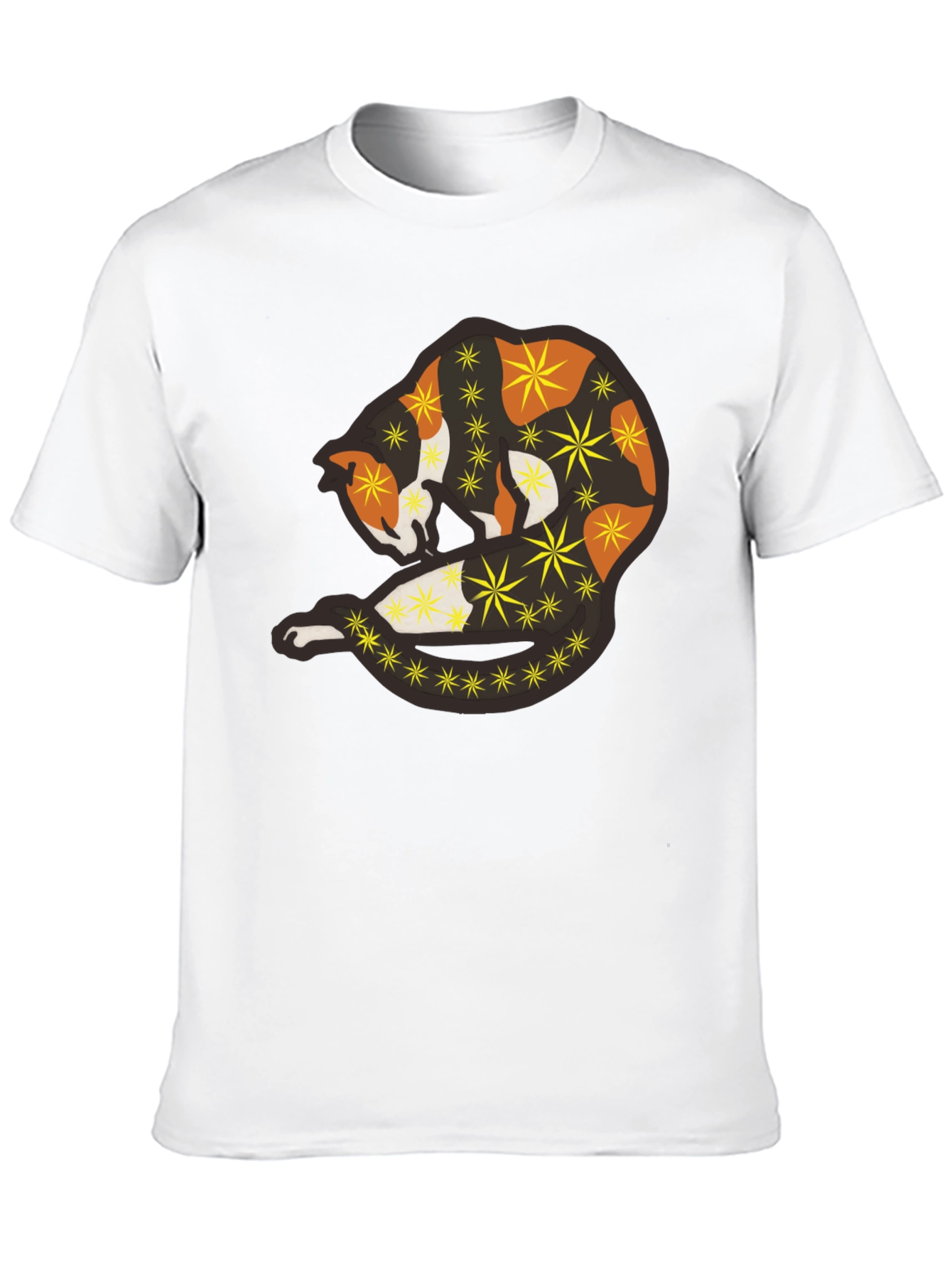 Abstract Cat Starry Graphic Tee - Black Unisex Shirt