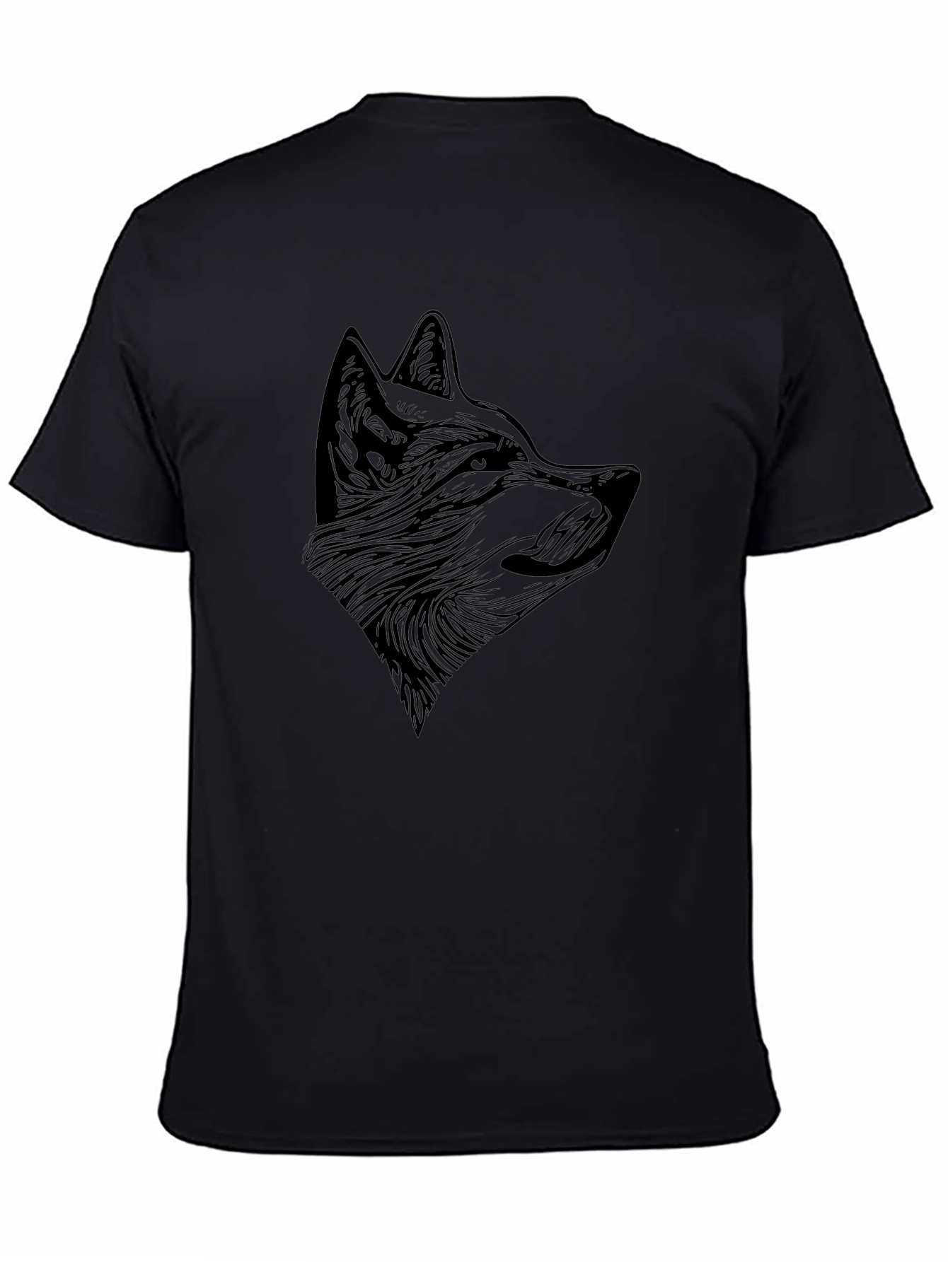 Mens Black Wolf Graphic T-Shirt