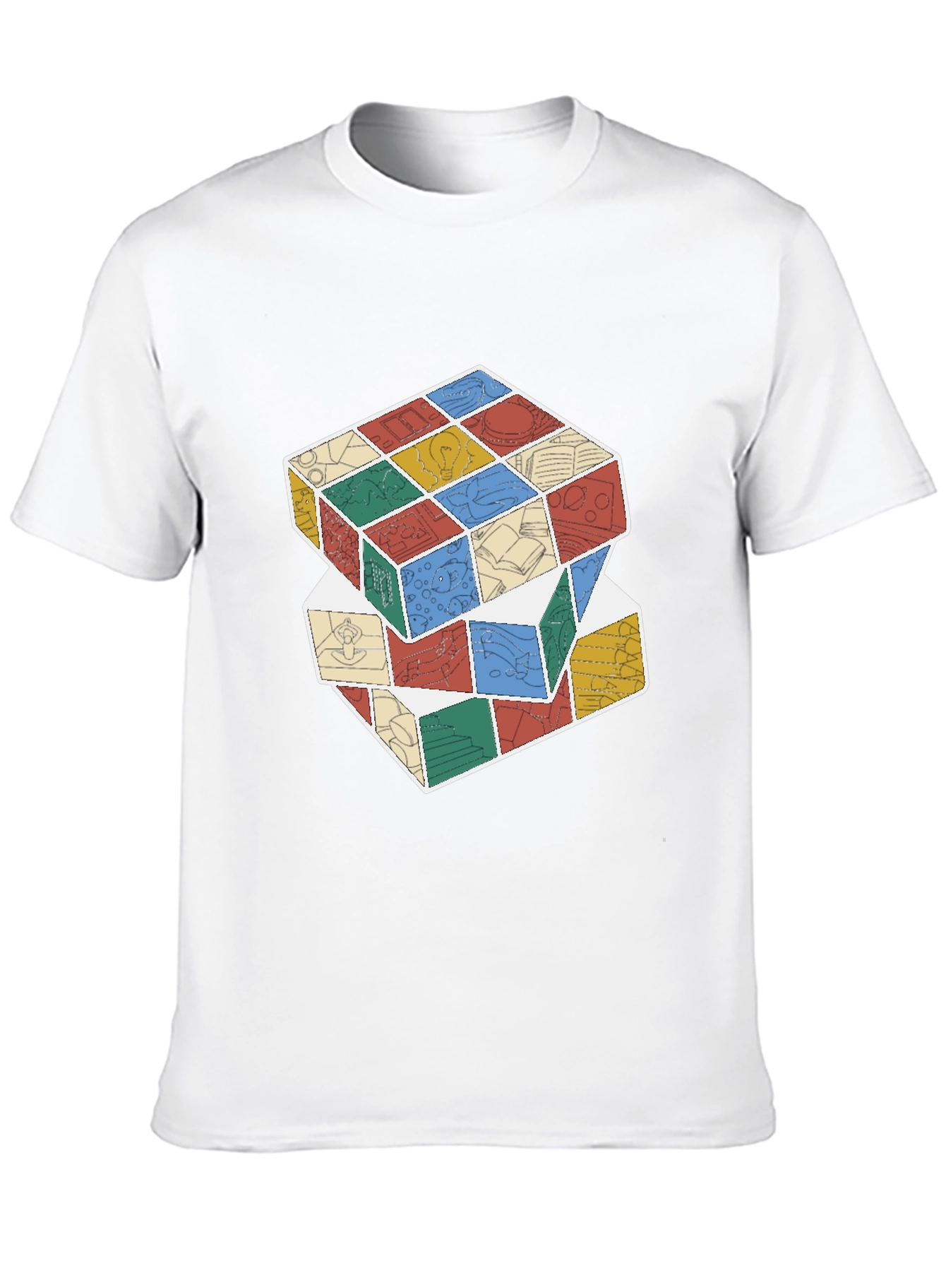 Stacked Cube Design Black T-Shirt