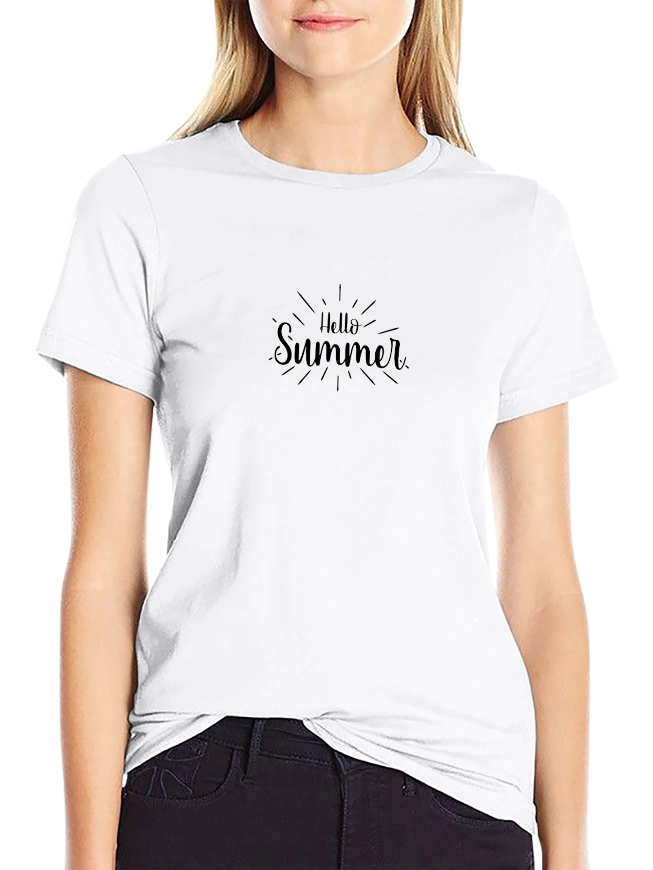 Hello Summer Black Graphic Tee - Casual Cotton T-Shirt