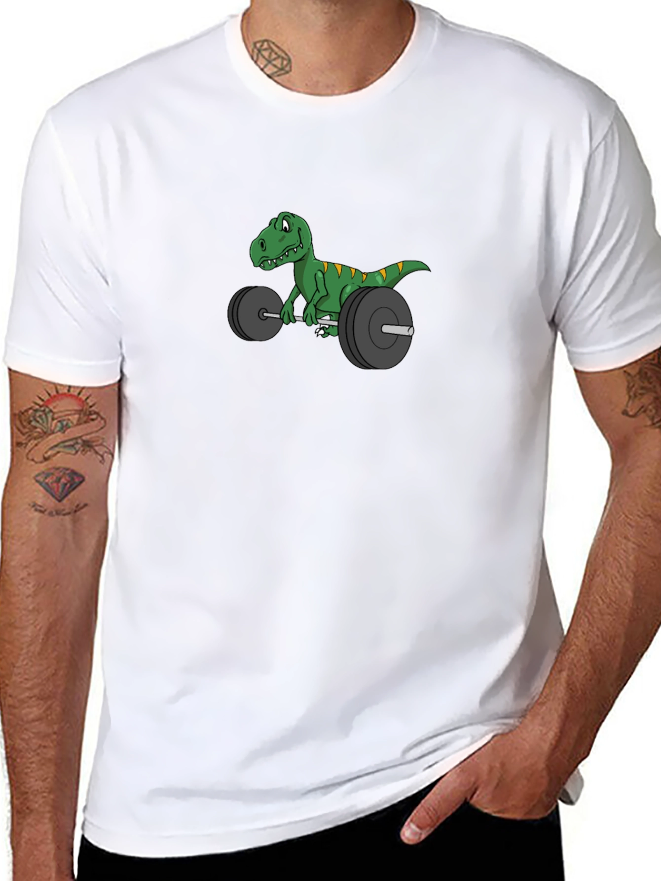 Dino Weightlifter T-Shirt - Funny Gym Tee