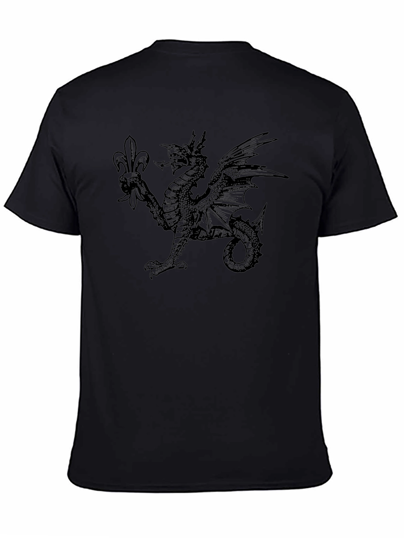 Dragon & Fleur-de-lis Graphic Black T-Shirt