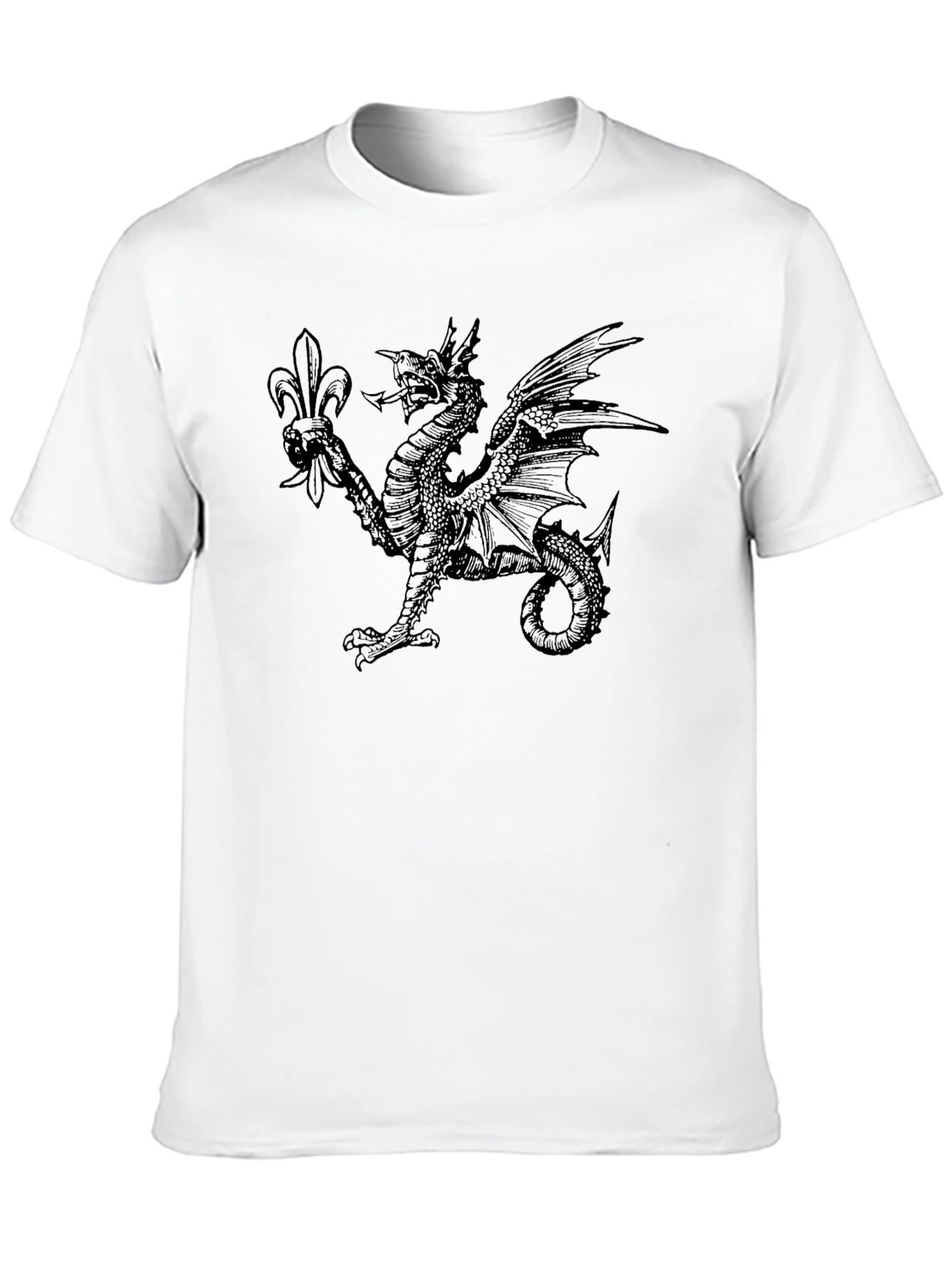 Dragon & Fleur-de-lis Graphic Black T-Shirt